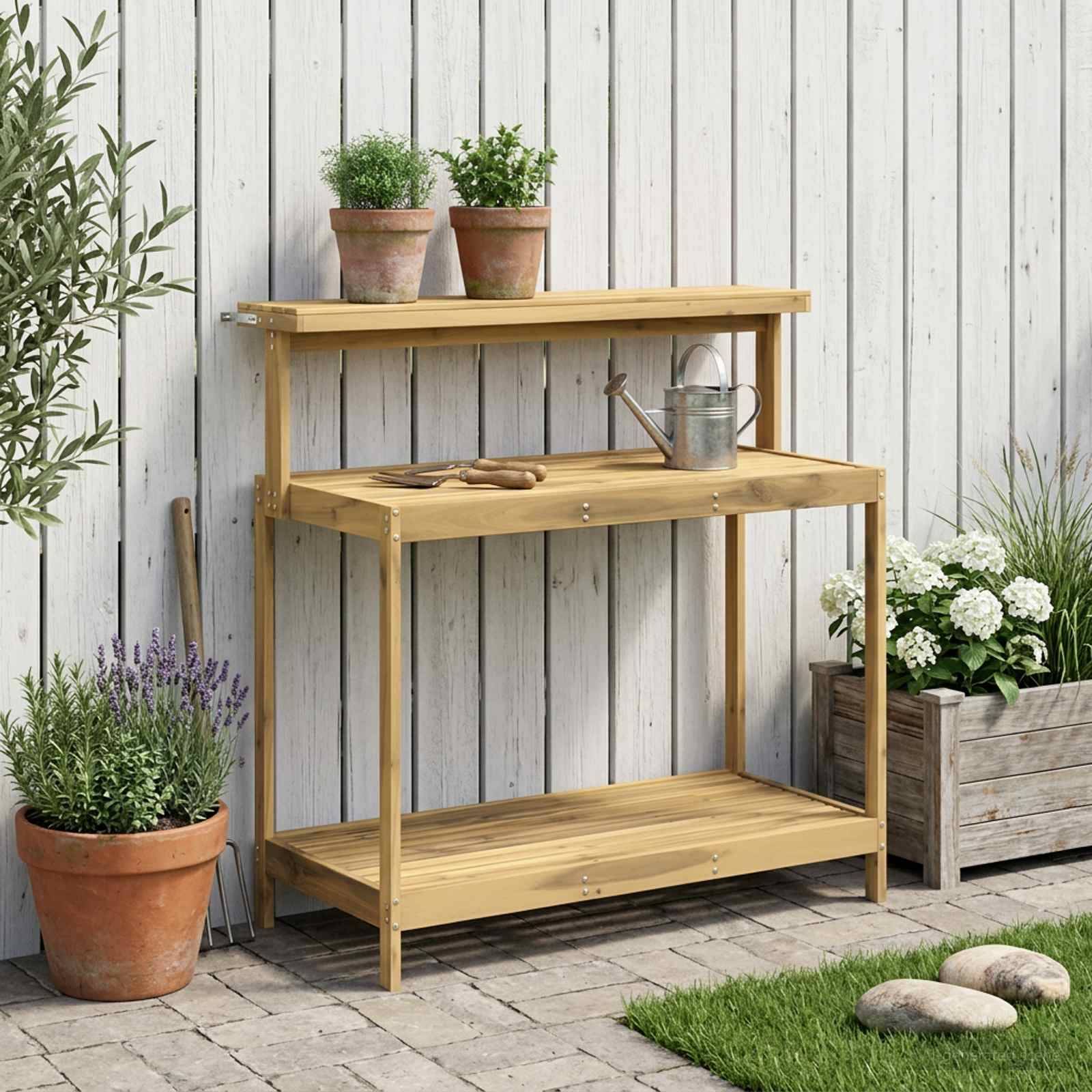 vidaXL Outdoor Umtopfbank 111,5 x 48,5 x 107 cm Massivholz Akazie Weiß