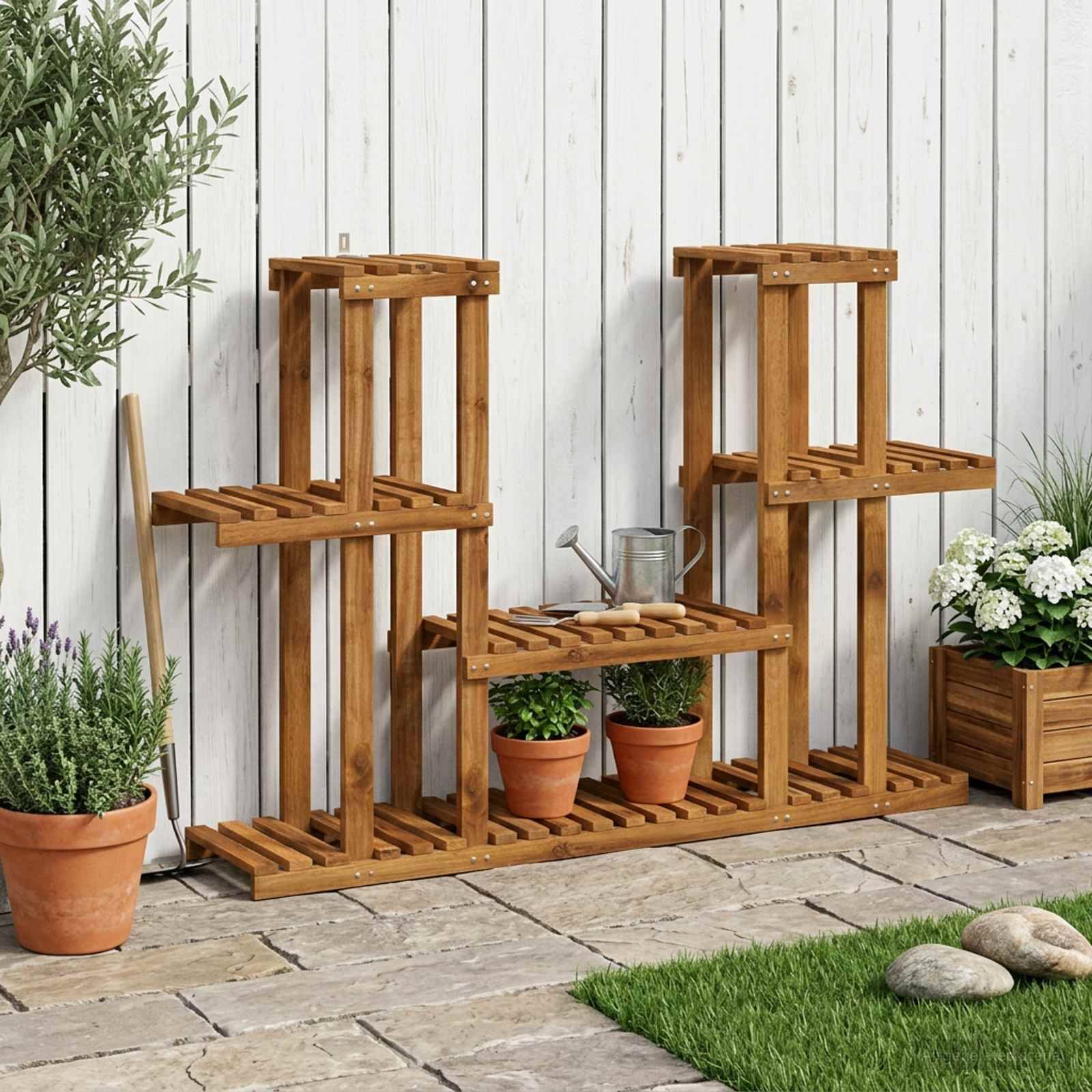 vidaXL Pflanzenständer Natur 123 x 25 x 78,5 cm Massivholz Akazie