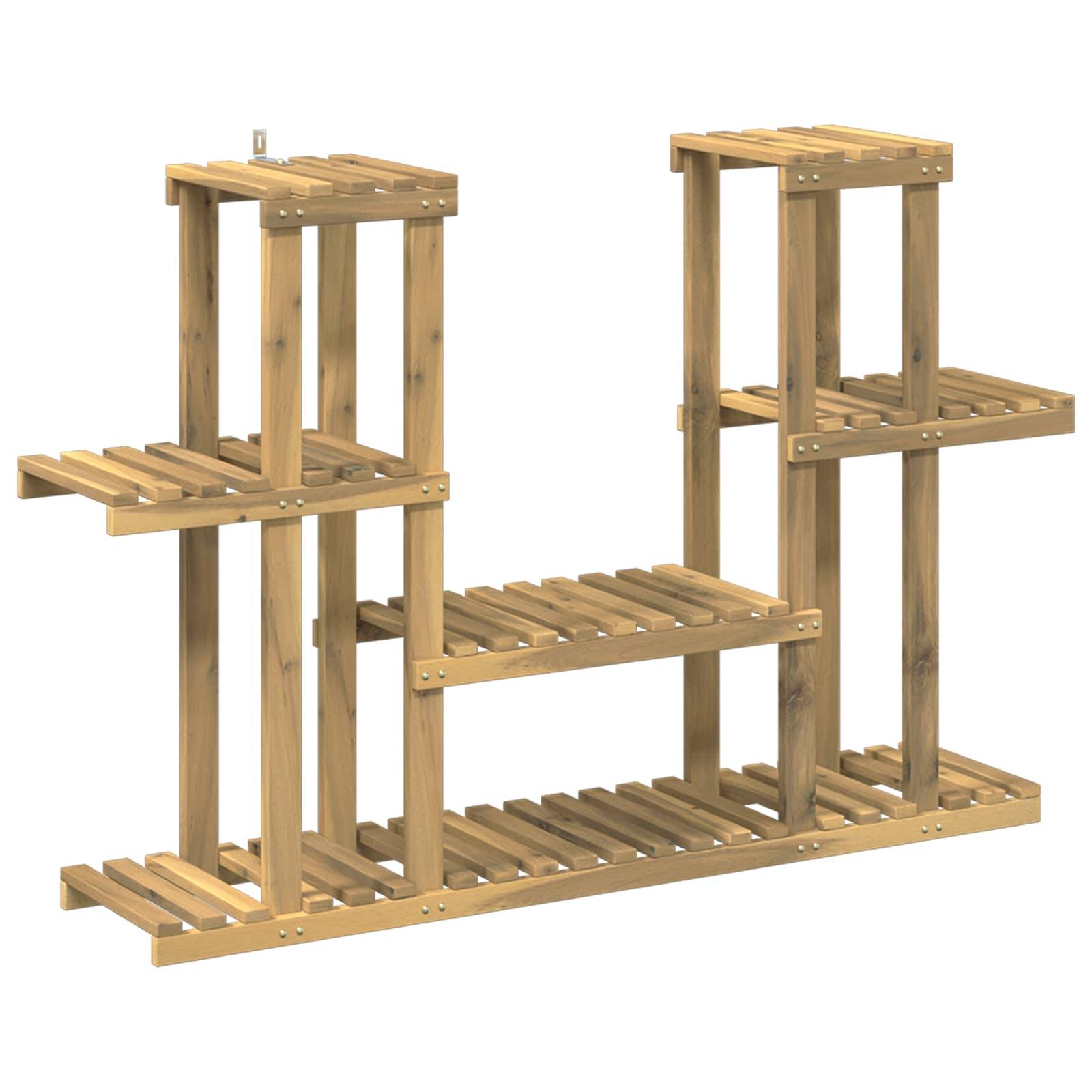 vidaXL Pflanzenständer Weiß 123 x 25 x 78,5 cm Massivholz Akazie