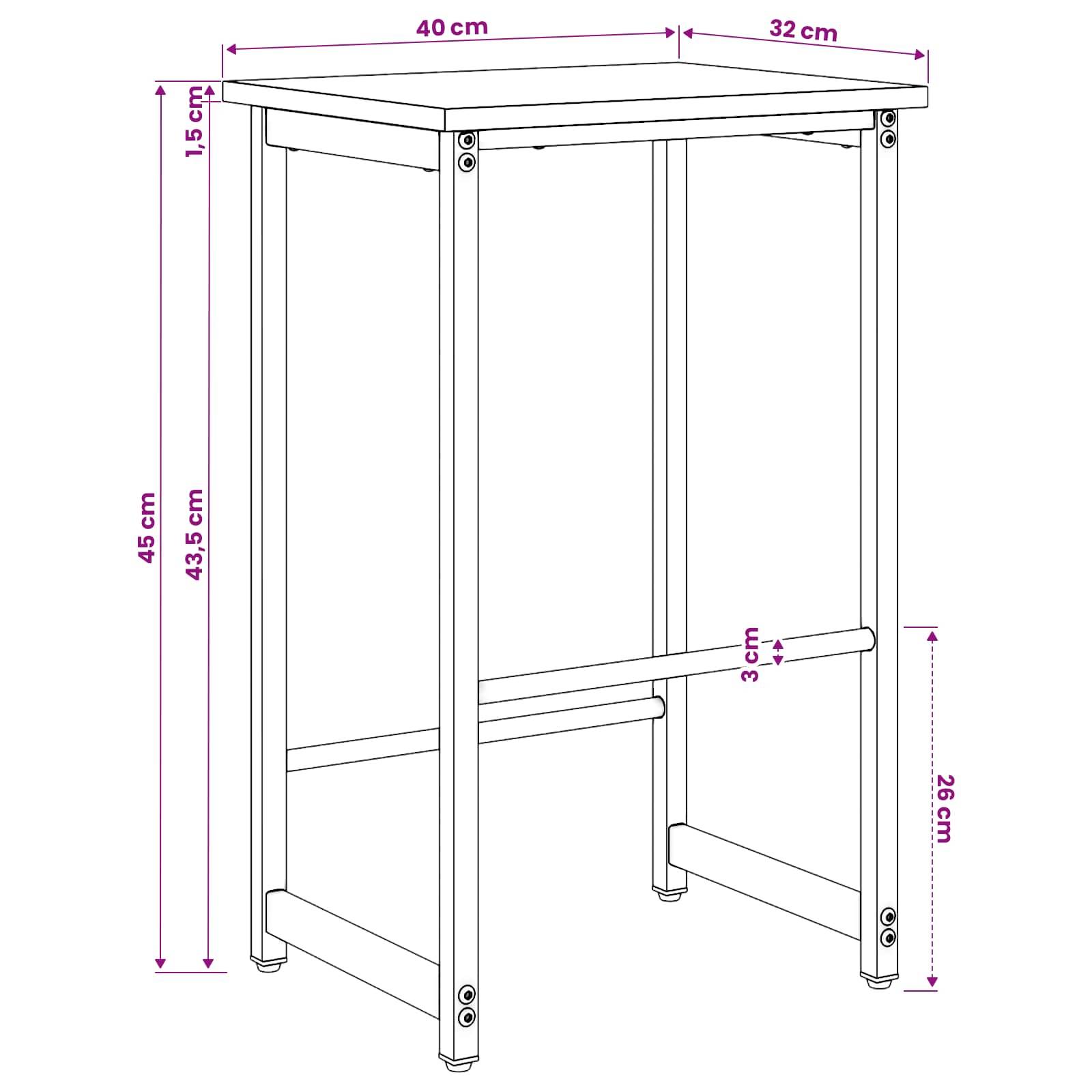 vidaXL Barhocker Sonoma-Grau 40 x 32 x 64 cm Holzwerkstoff