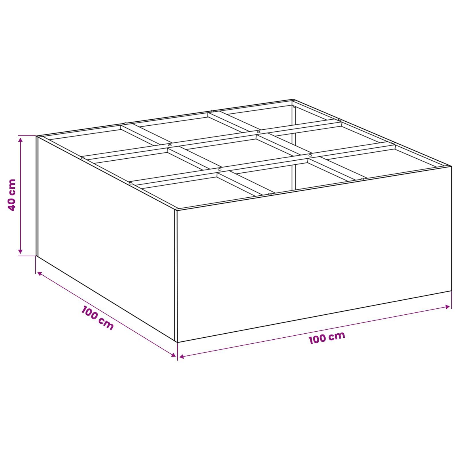 vidaXL Garten-Pflanzgefäß Rostoptik 100 x 100 x 40 cm Wetterfeststahl