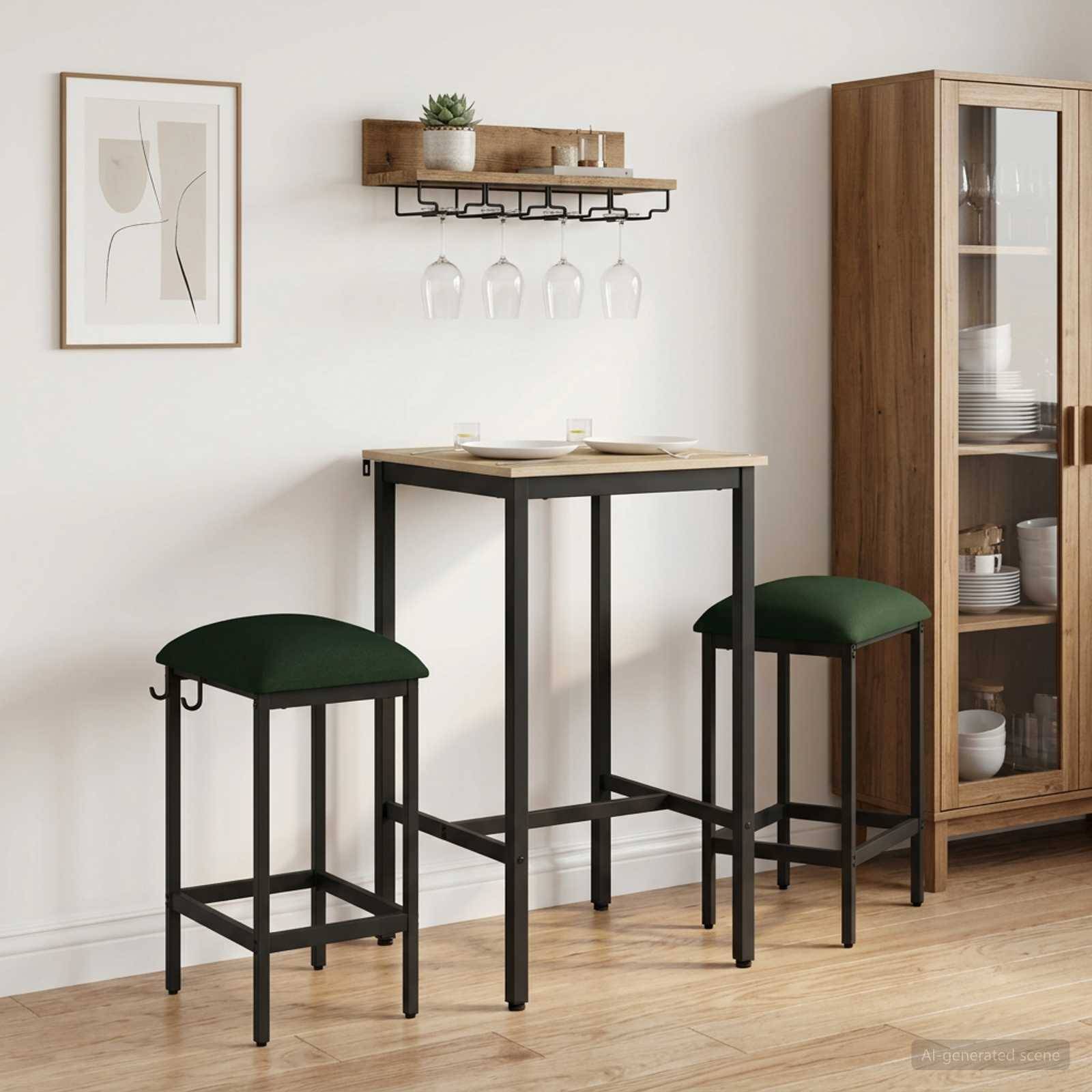 vidaXL Barhocker 2 pcs Dunkelgrün 40 x 32 x 64 cm Holzwerkstoff