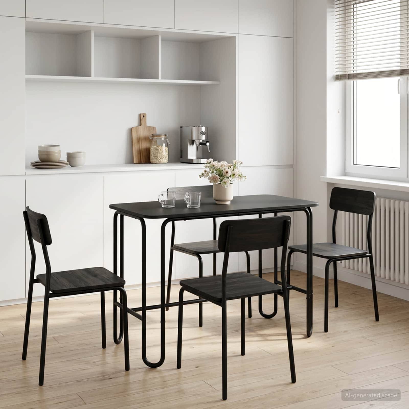 vidaXL Esstisch 100 x 50 x 75 cm Holzwerkstoff Schwarz Rechtwinklig