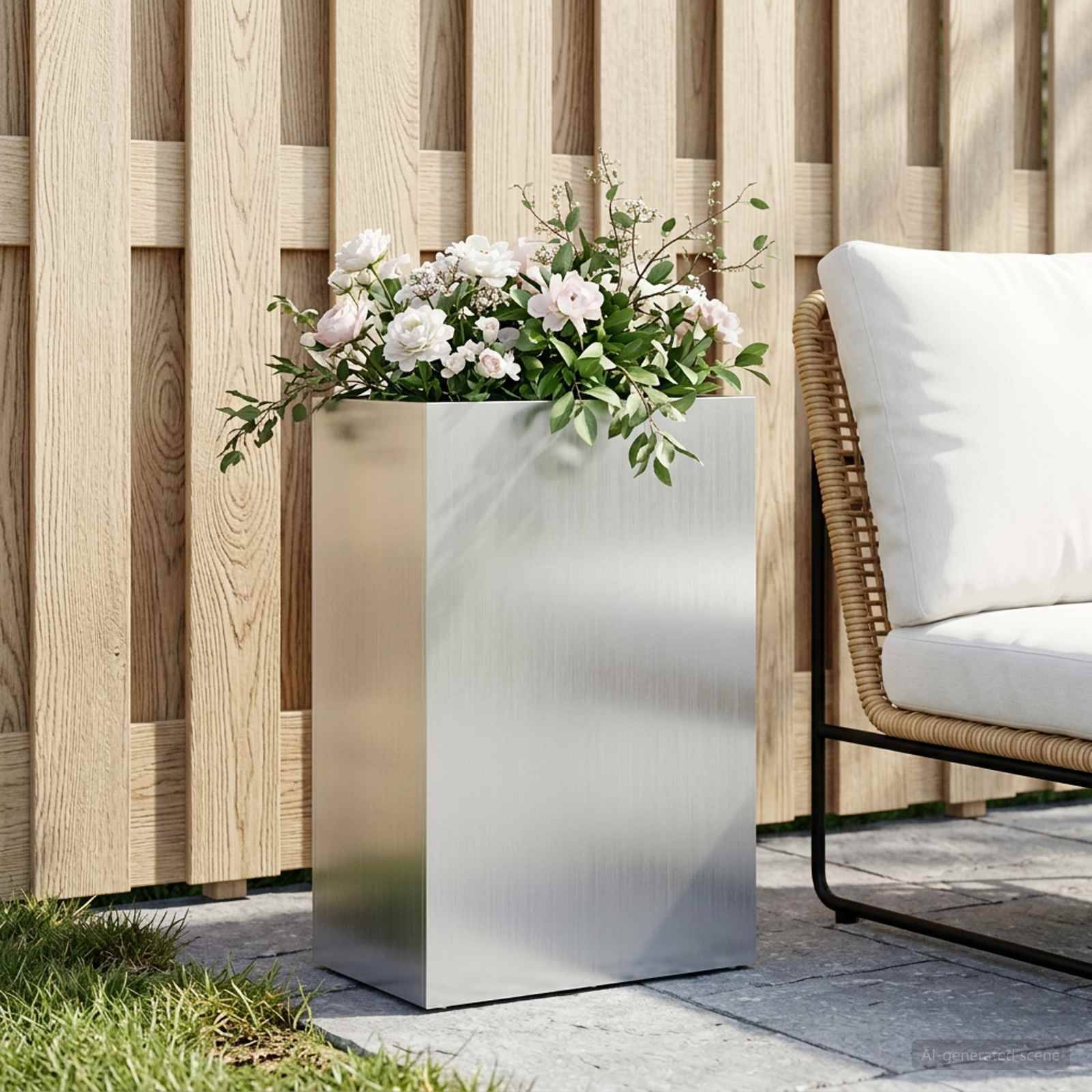 vidaXL Garten-Pflanzgefäß Silber 50 x 30 x 75 cm Verzinkter Stahl