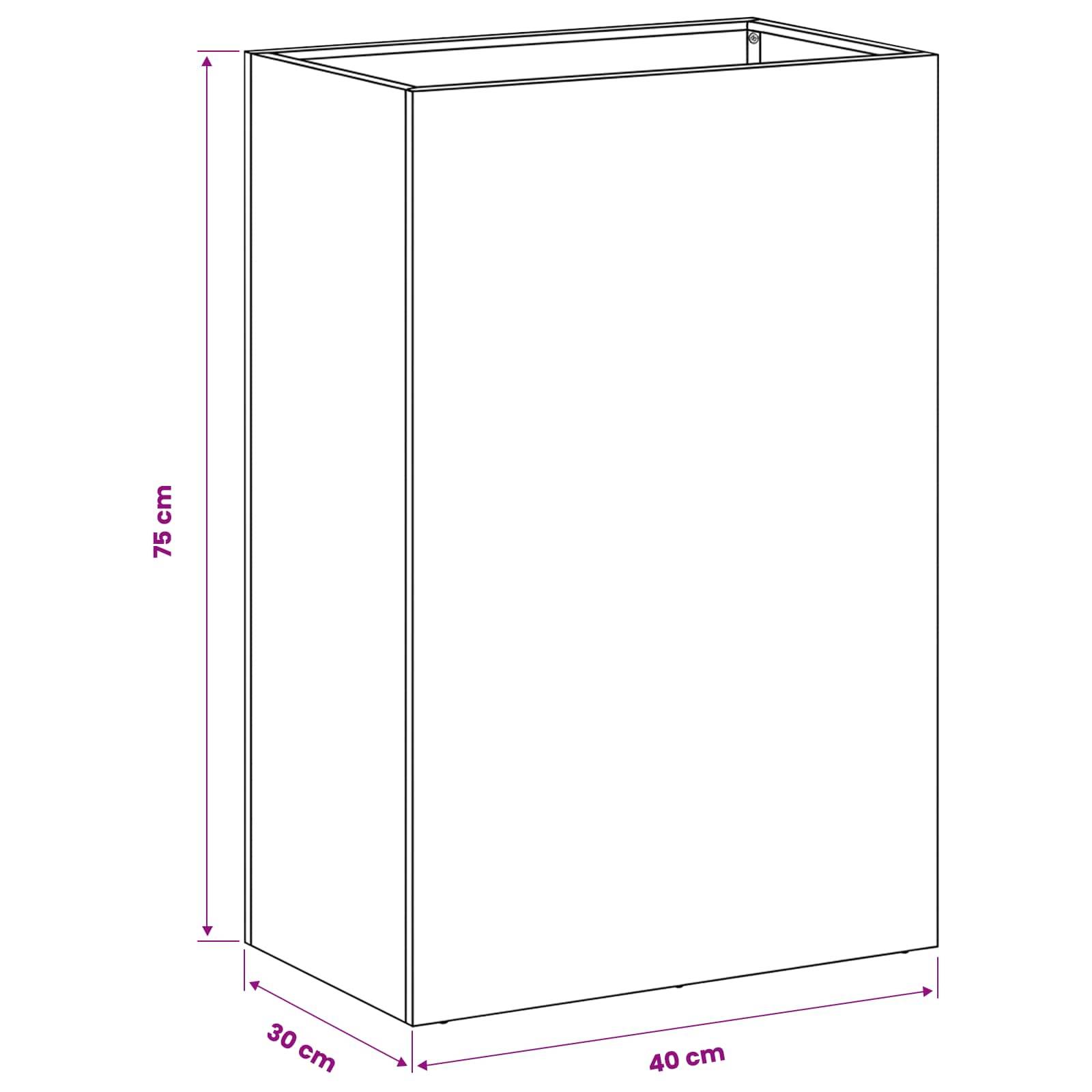 vidaXL Garten-Pflanzgefäß 2 Stk. Silber 40 x 30 x 75 cm Edelstahl