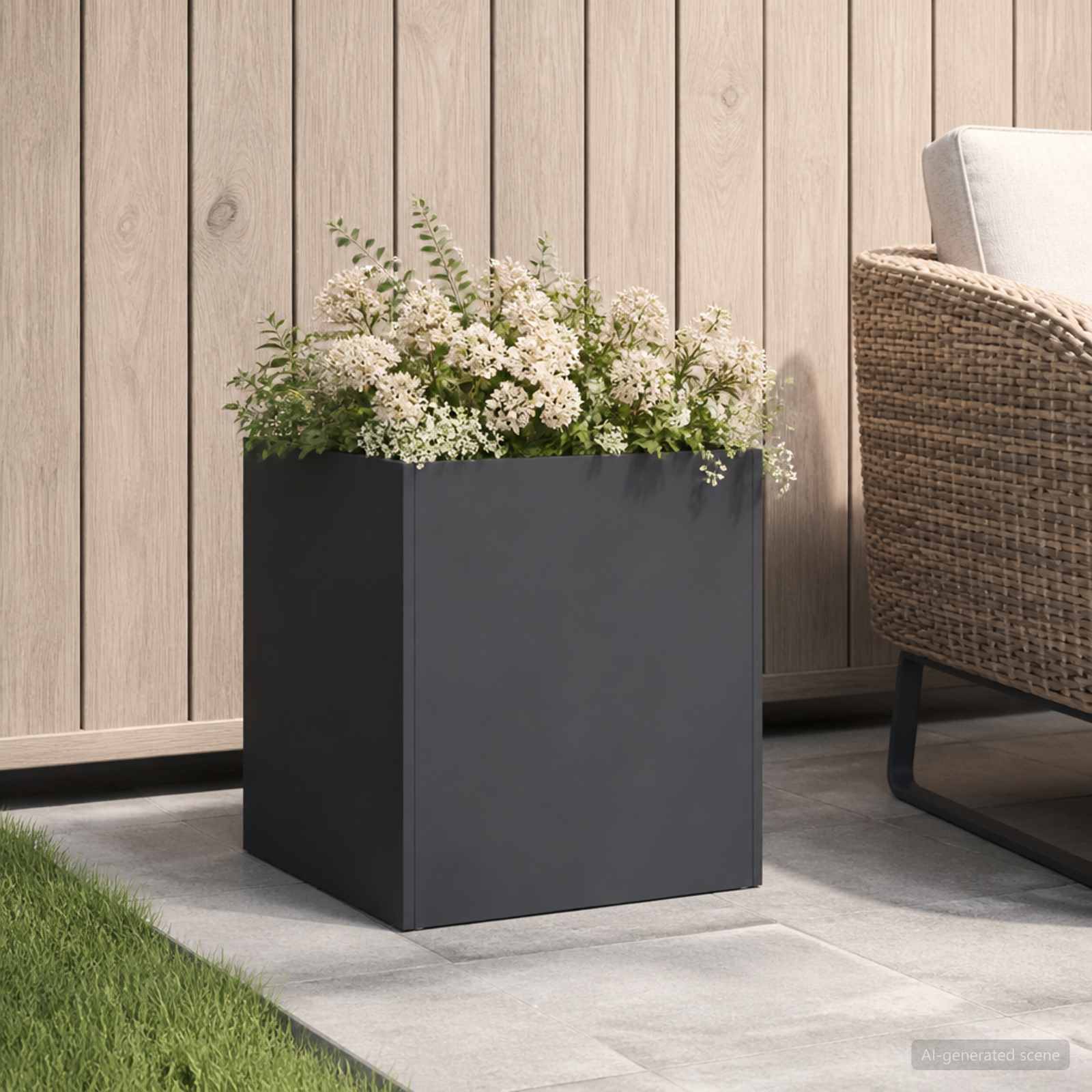 vidaXL Garten-Pflanzgefäß Schwarz 45 x 45 x 45 cm Kaltgewalzter Stahl