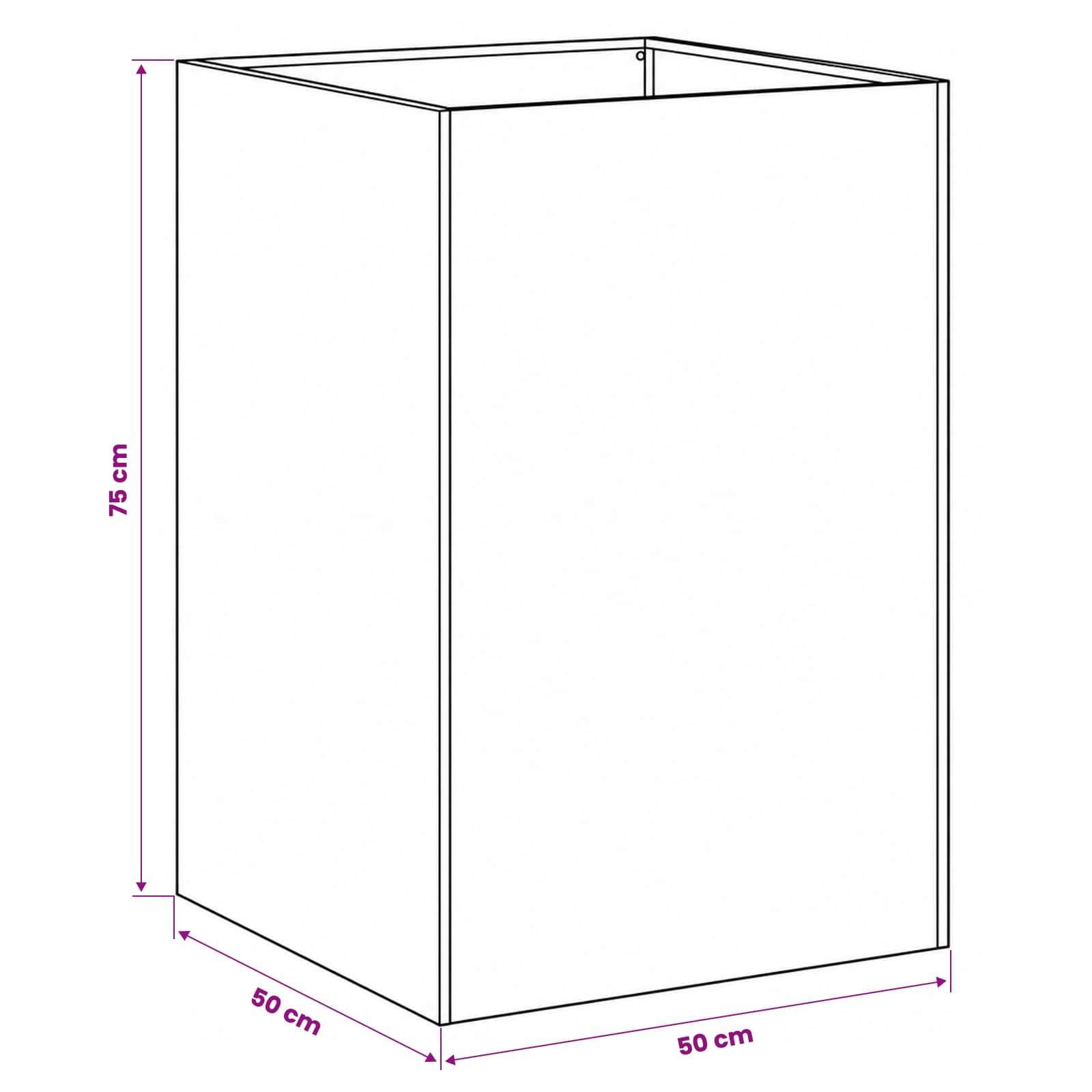 vidaXL Garten-Pflanzgefäß Schwarz 50 x 50 x 75 cm Kaltgewalzter Stahl