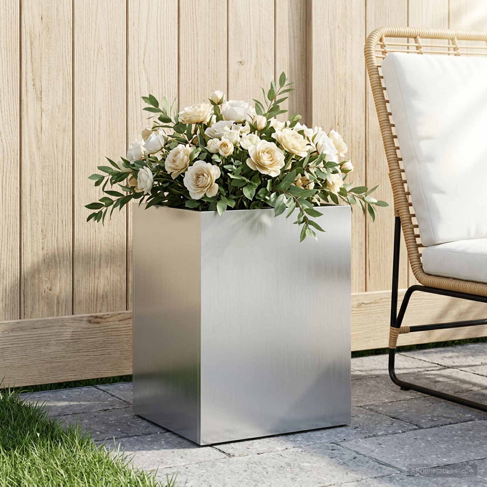 vidaXL Garten-Pflanzgefäß Silber 40 x 30 x 40 cm Verzinkter Stahl