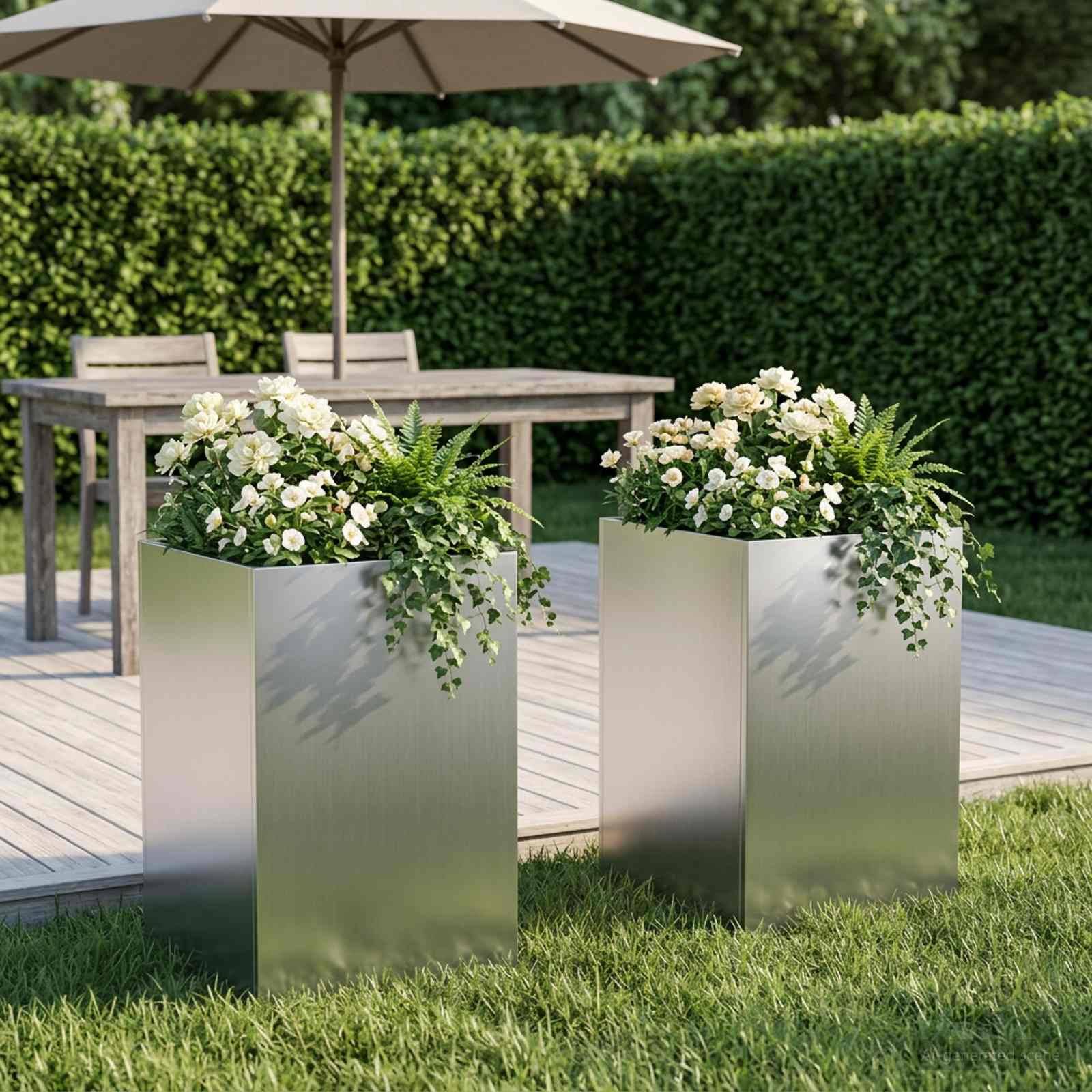 vidaXL Garten-Pflanzgefäß 2 Stk. Silber 40 x 40 x 50 cm