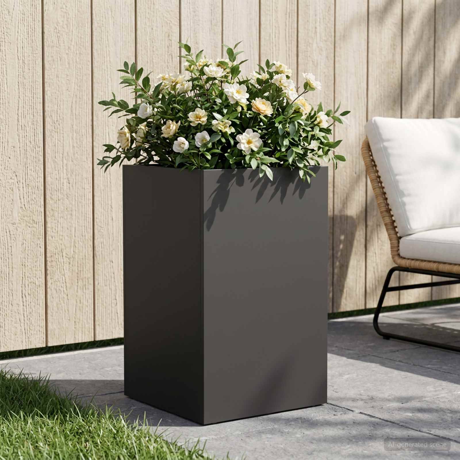 vidaXL Garten-Pflanzgefäß Schwarz 40 x 40 x 50 cm Kaltgewalzter Stahl