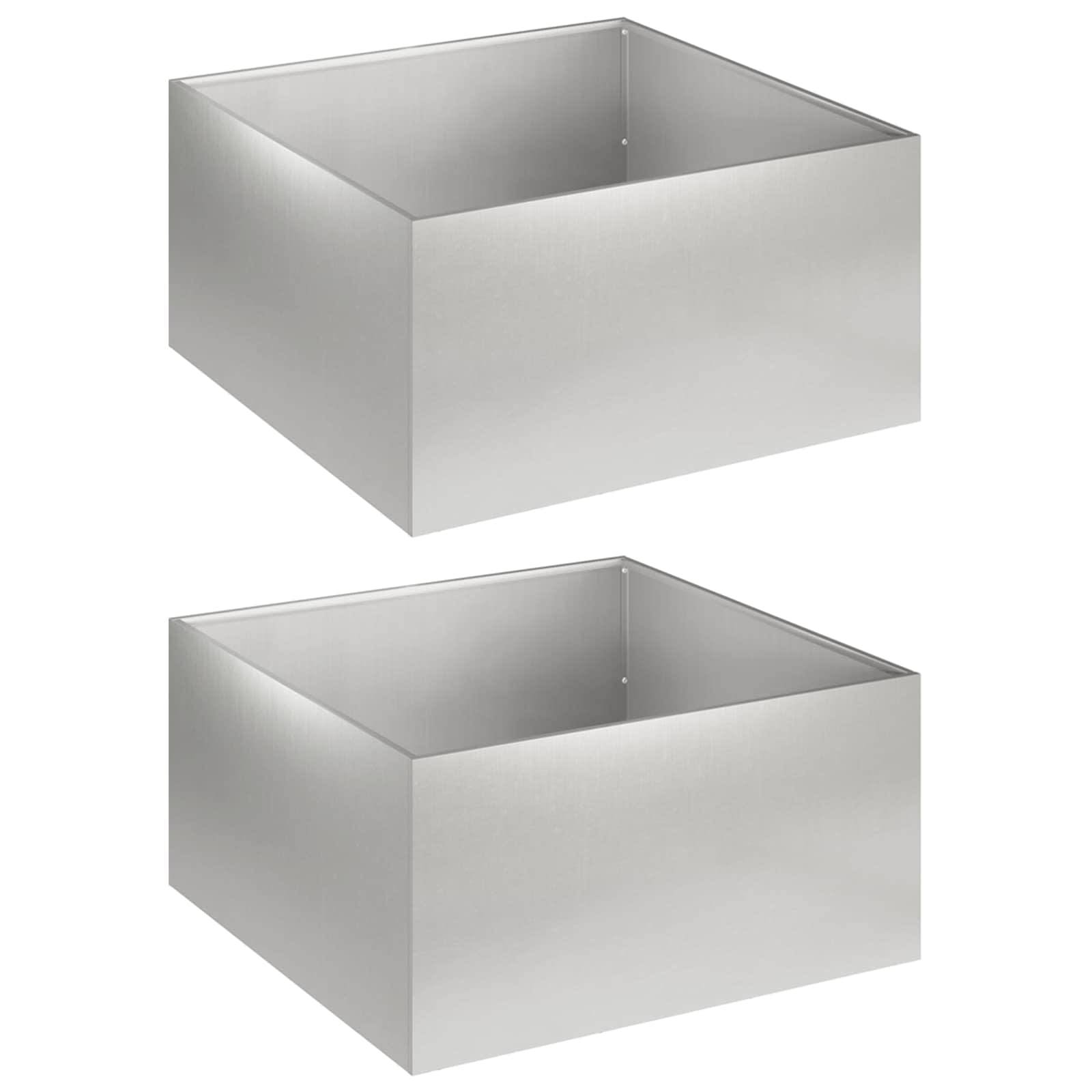 vidaXL Garten-Pflanzgefäß 2 Stk. Silber 40 x 40 x 30 cm Edelstahl