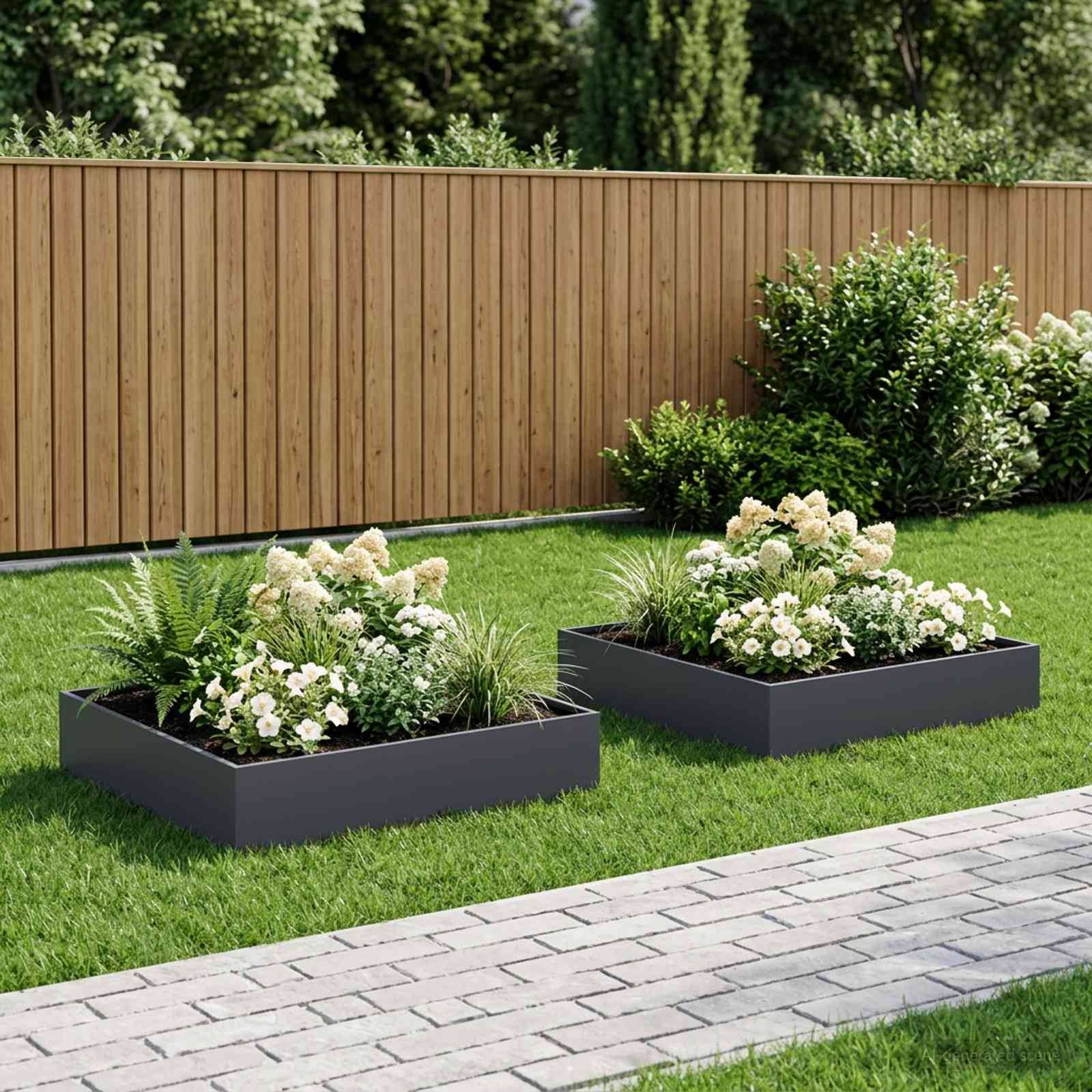 vidaXL Garten-Pflanzgefäß 2 Stk. Anthrazit 80 x 80 x 20 cm