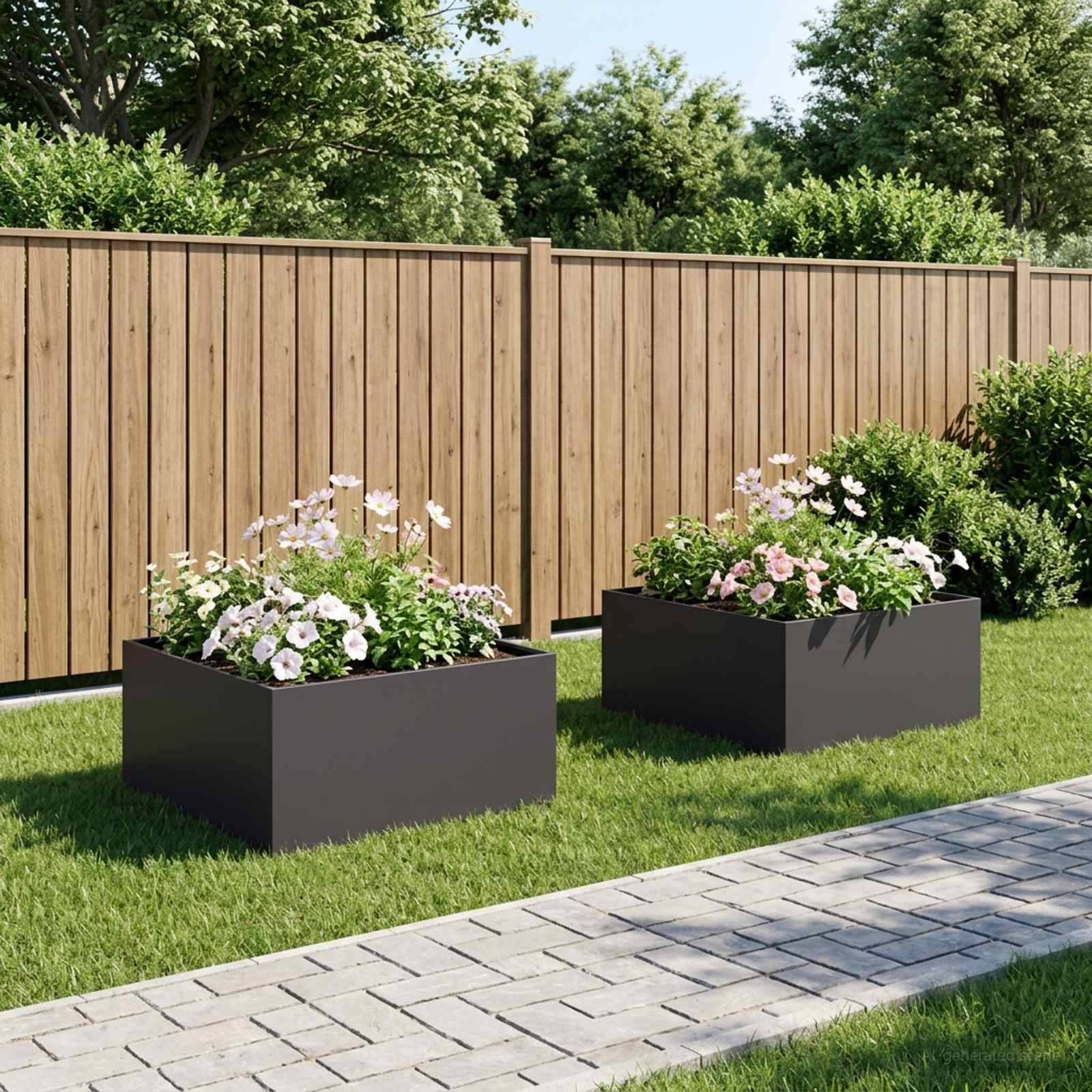 vidaXL Garten-Pflanzgefäß 2 stk. Schwarz 100 x 100 x 40 cm