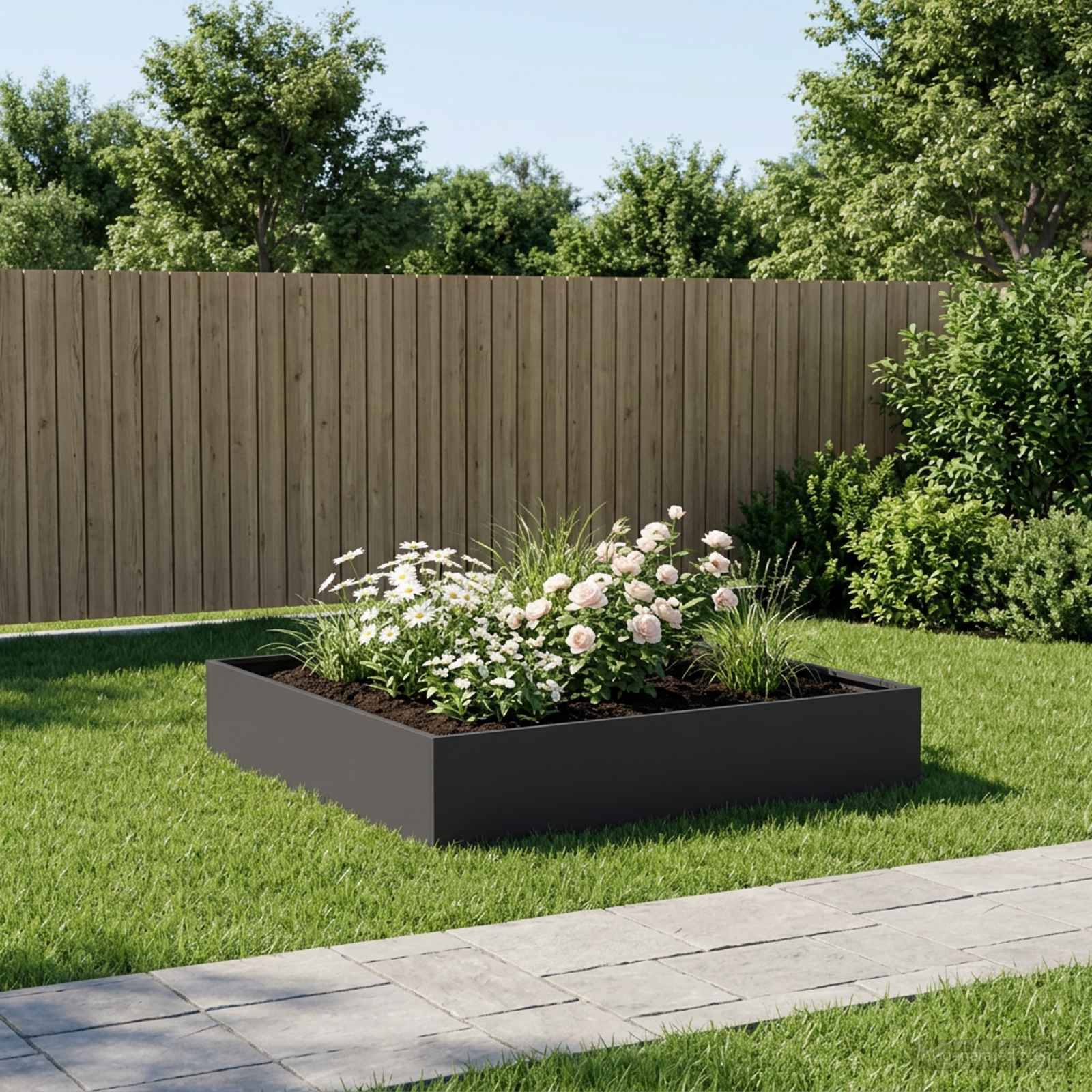vidaXL Garten-Pflanzgefäß Schwarz 100 x 100 x 20 cm