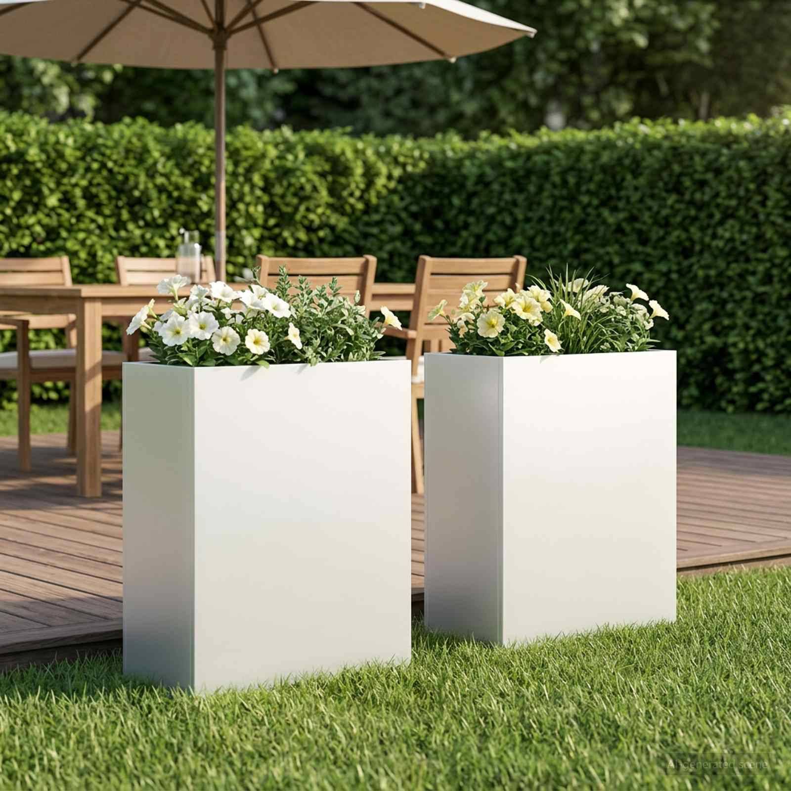 vidaXL Garten-Pflanzgefäß 2 Stk. Weiß 40 x 20 x 50 cm