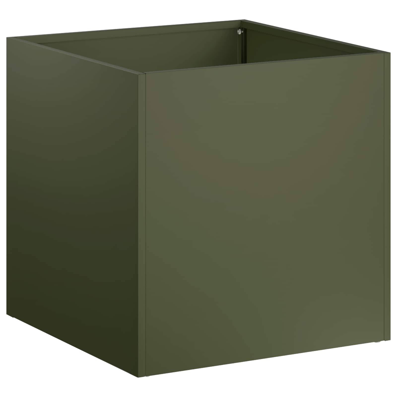 vidaXL Garten-Pflanzgefäß Olivgrün 25 x 25 x 25 cm Kaltgewalzter Stahl