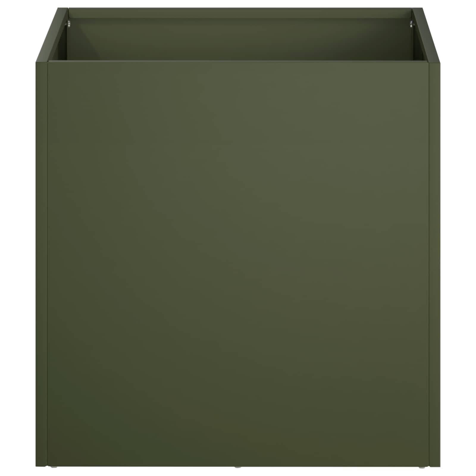 vidaXL Garten-Pflanzgefäß Olivgrün 25 x 25 x 25 cm Kaltgewalzter Stahl