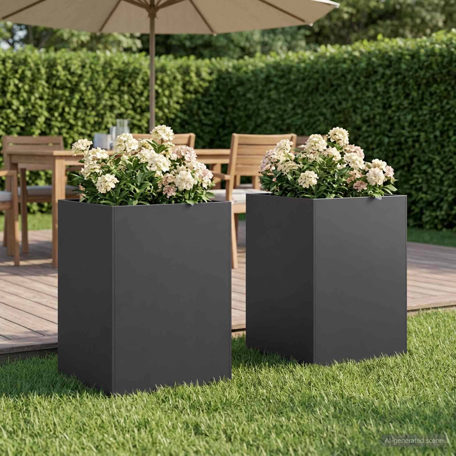 vidaXL Garten-Pflanzgefäß 2 Stk. Schwarz 40 x 40 x 75 cm