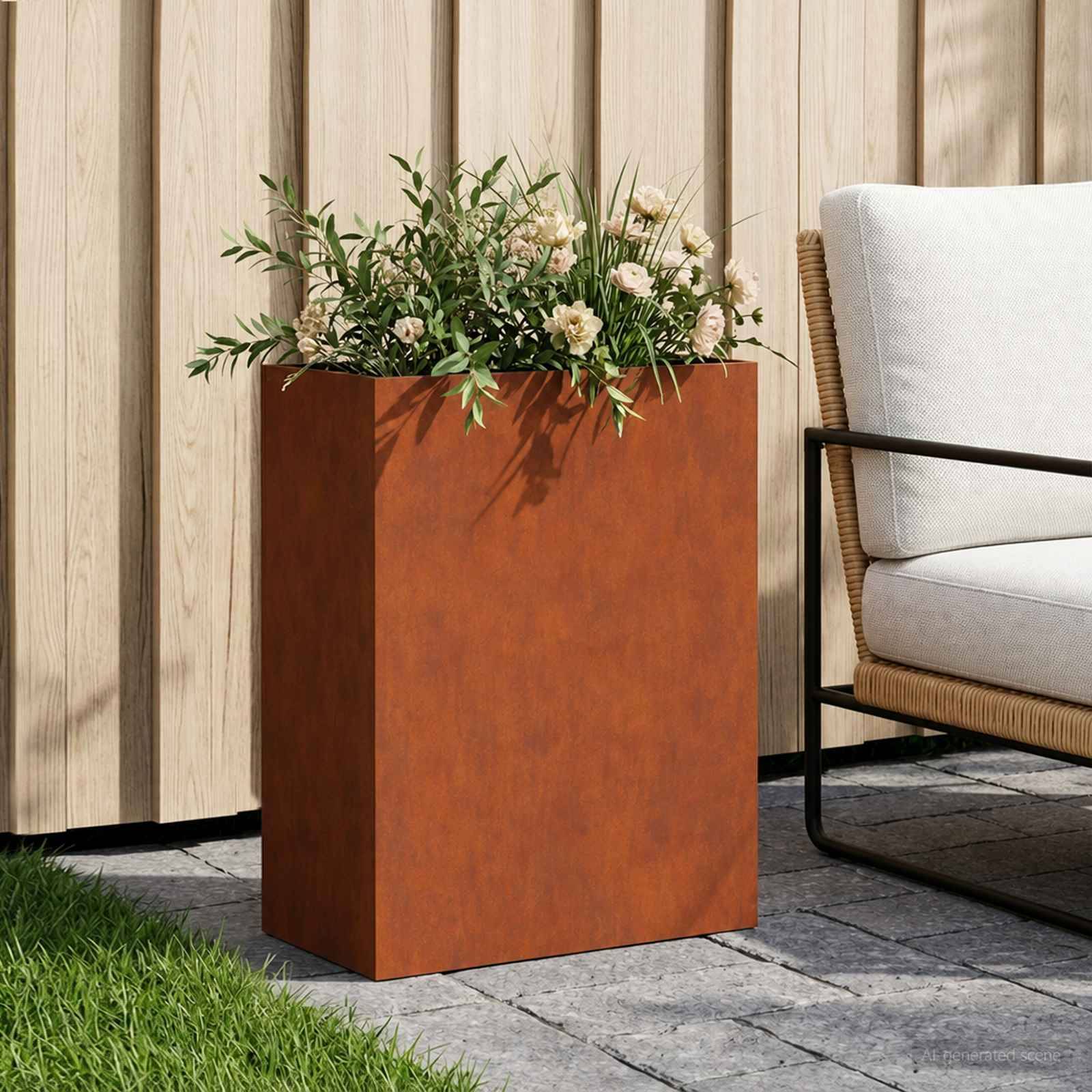 vidaXL Garten-Pflanzgefäß Rostoptik 40 x 20 x 50 cm Wetterfeststahl