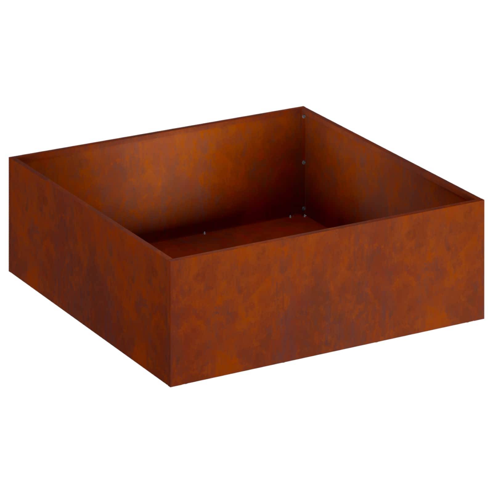 vidaXL Garten-Pflanzgefäß Rostoptik 60 x 60 x 20 cm Wetterfeststahl