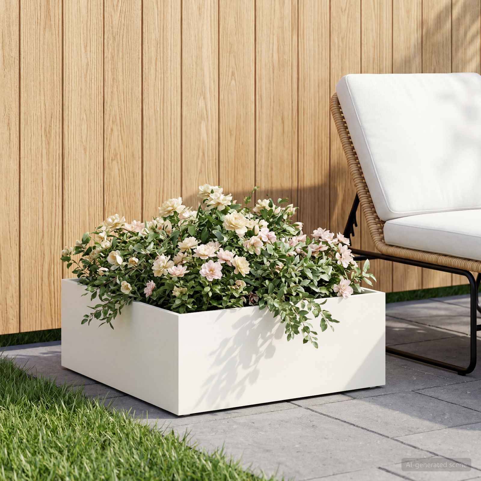 vidaXL Garten-Pflanzgefäß Weiß 60 x 60 x 20 cm Kaltgewalzter Stahl