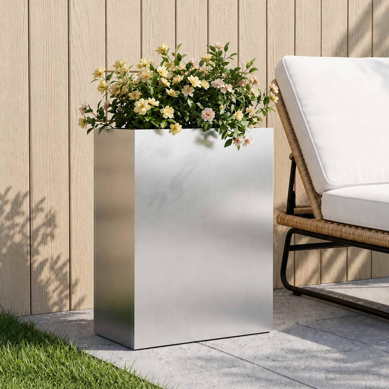 vidaXL Garten-Pflanzgefäß Silber 40 x 20 x 40 cm Edelstahl