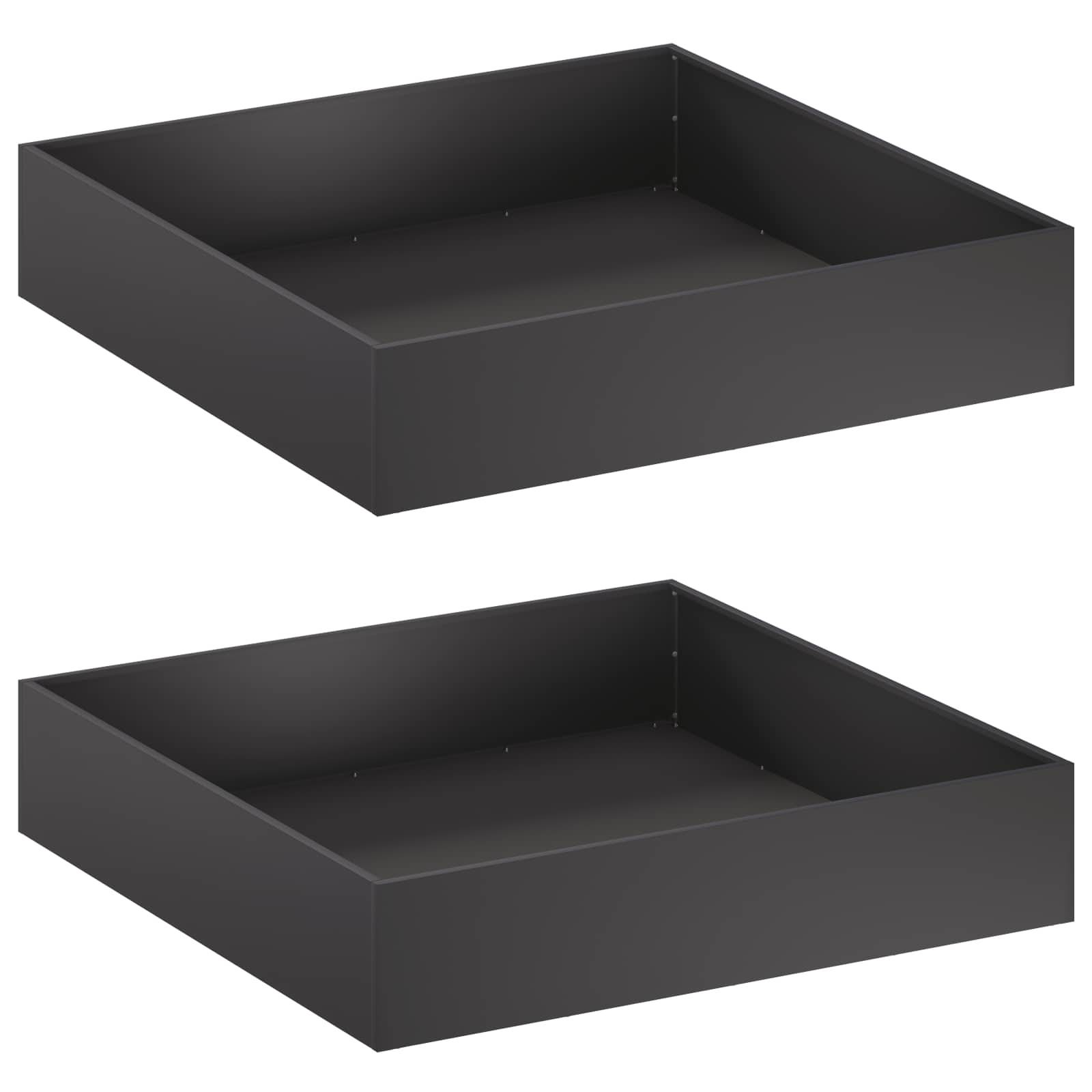 vidaXL Garten-Pflanzgefäß 2 Stk. Schwarz 80 x 80 x 20 cm