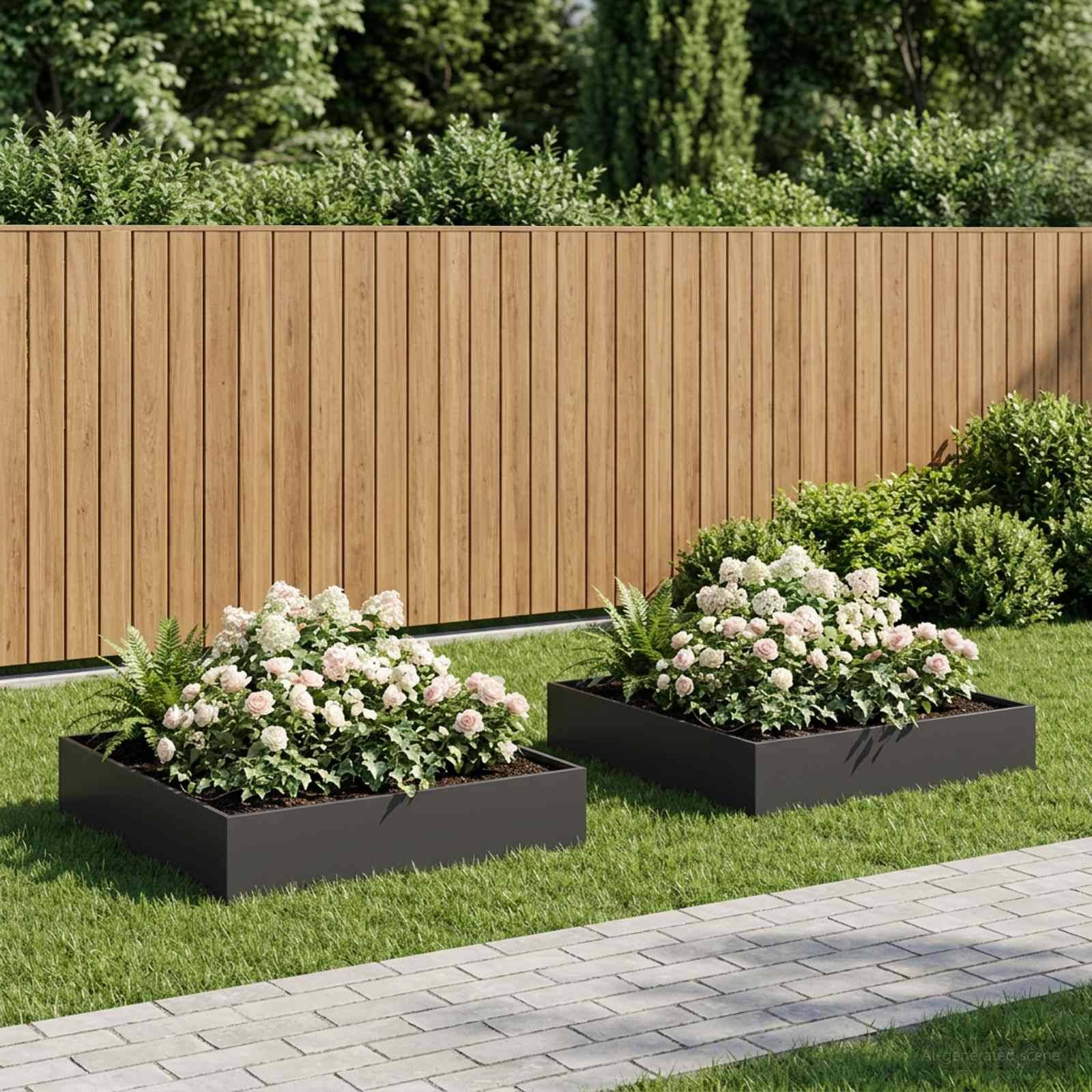 vidaXL Garten-Pflanzgefäß 2 Stk. Schwarz 80 x 80 x 20 cm