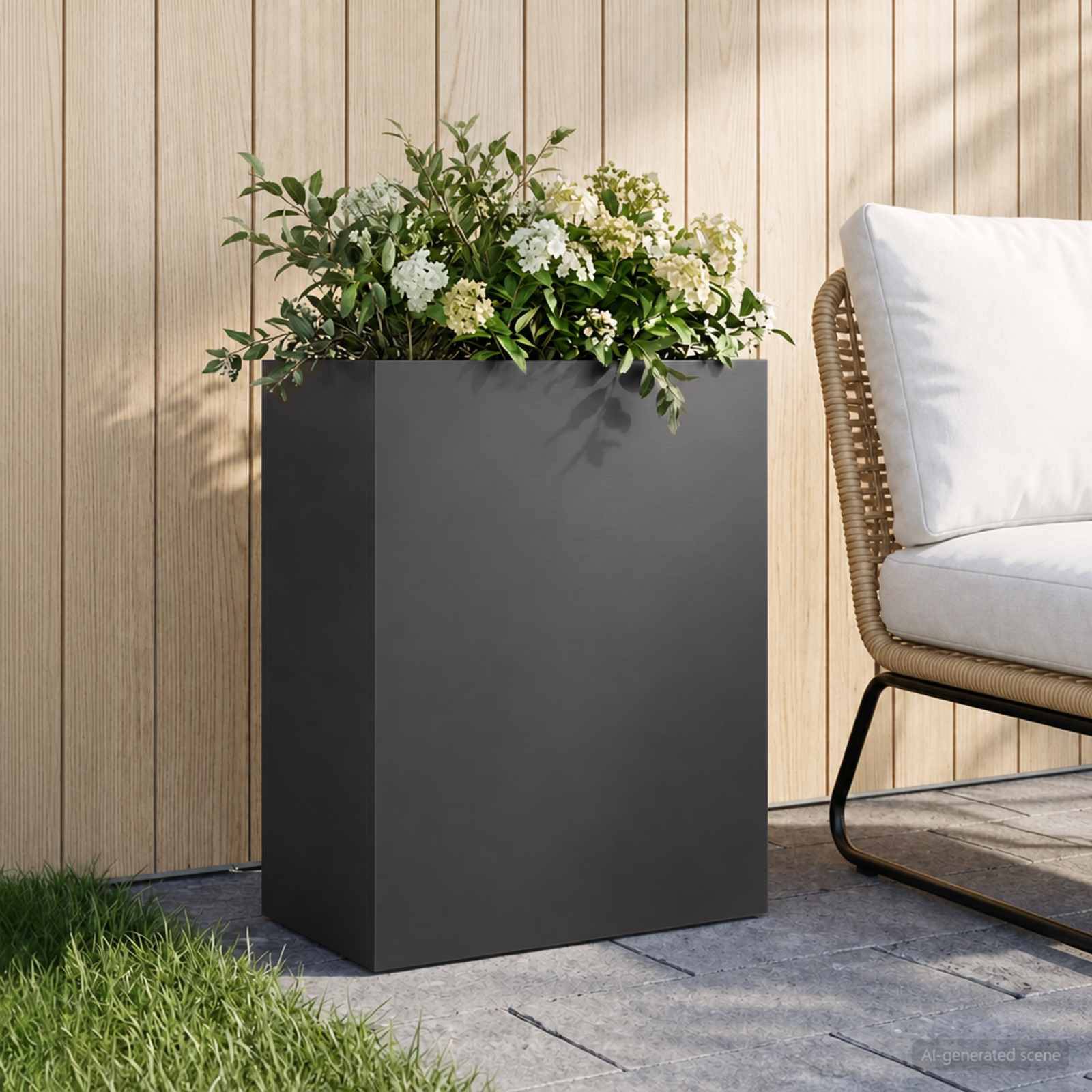 vidaXL Garten-Pflanzgefäß Schwarz 40 x 20 x 40 cm Kaltgewalzter Stahl