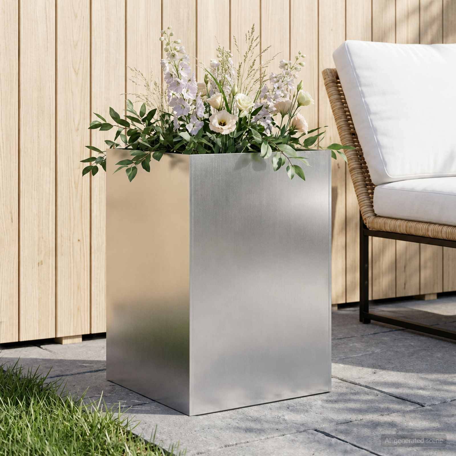 vidaXL Garten-Pflanzgefäß Silber 40 x 40 x 75 cm Edelstahl