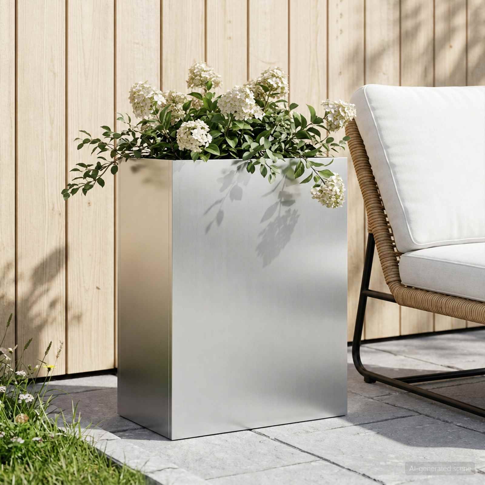 vidaXL Garten-Pflanzgefäß Silber 40 x 20 x 40 cm Verzinkter Stahl