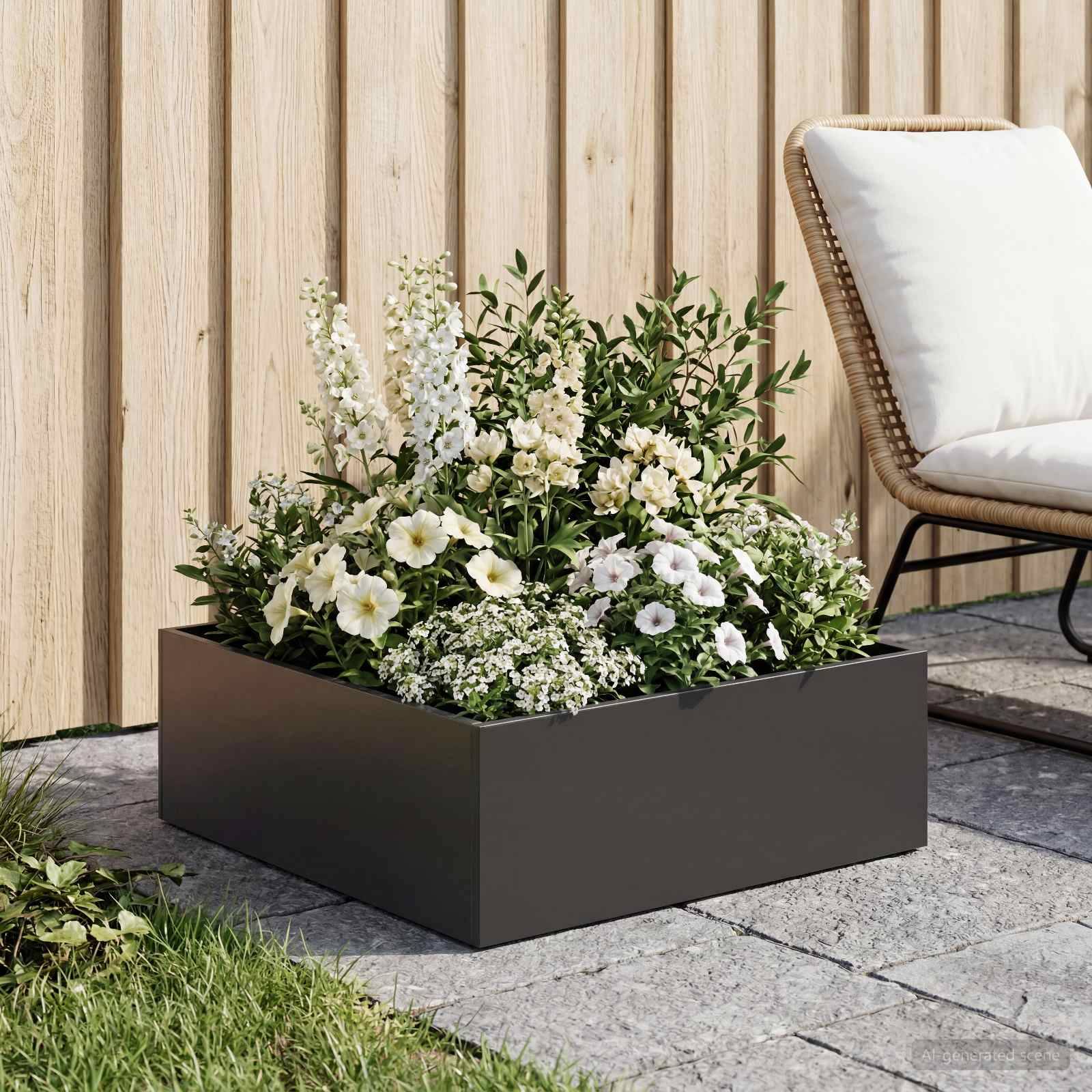 vidaXL Garten-Pflanzgefäß Schwarz 40 x 40 x 20 cm Kaltgewalzter Stahl