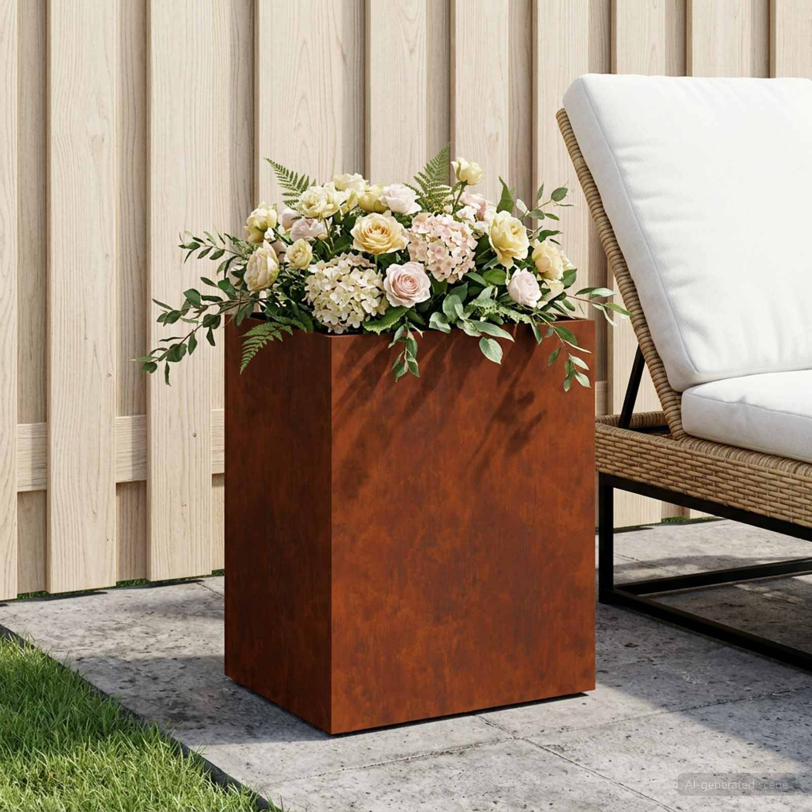 vidaXL Garten-Pflanzgefäß Rostoptik 40 x 30 x 50 cm Wetterfeststahl