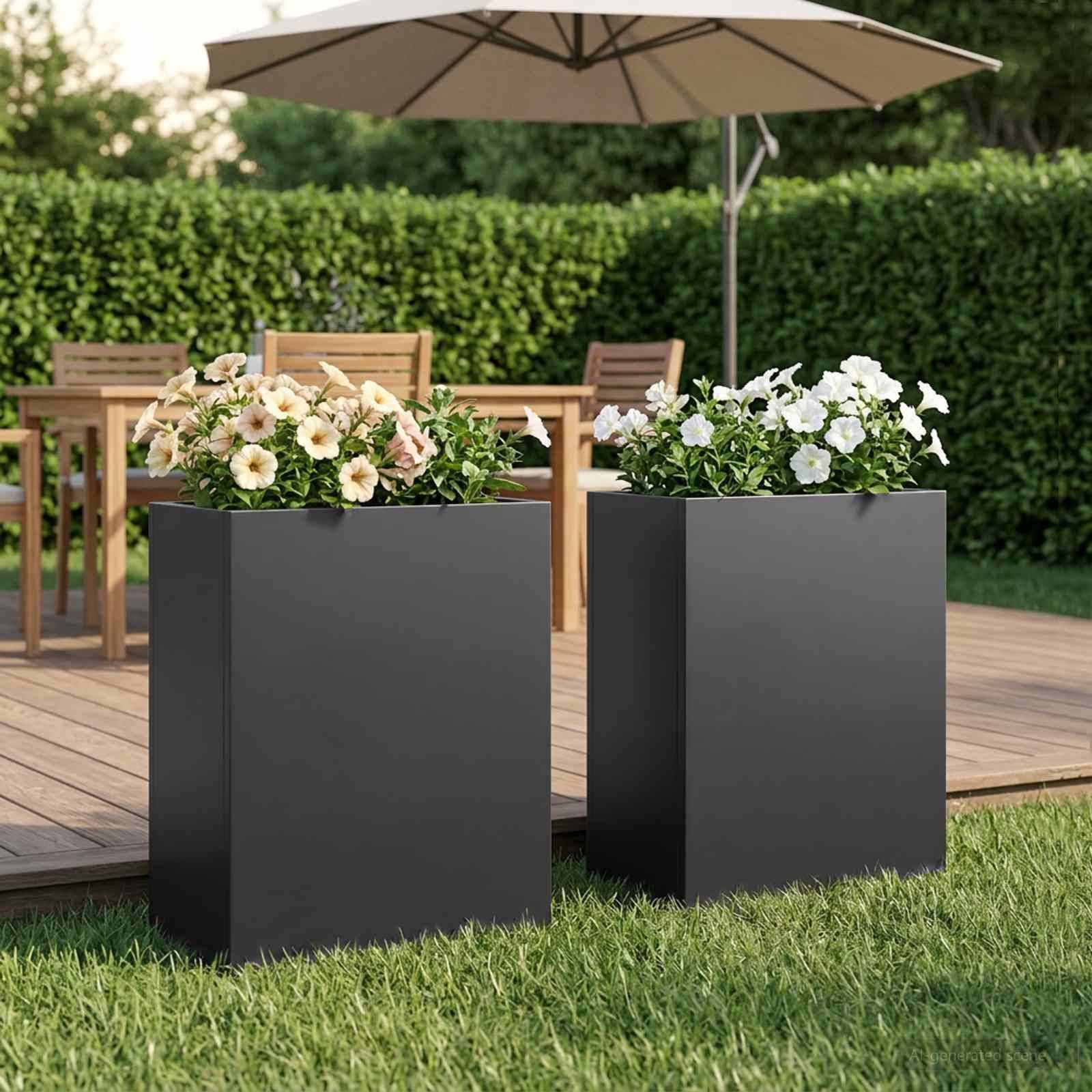 vidaXL Garten-Pflanzgefäß 2 Stk. Schwarz 40 x 20 x 50 cm
