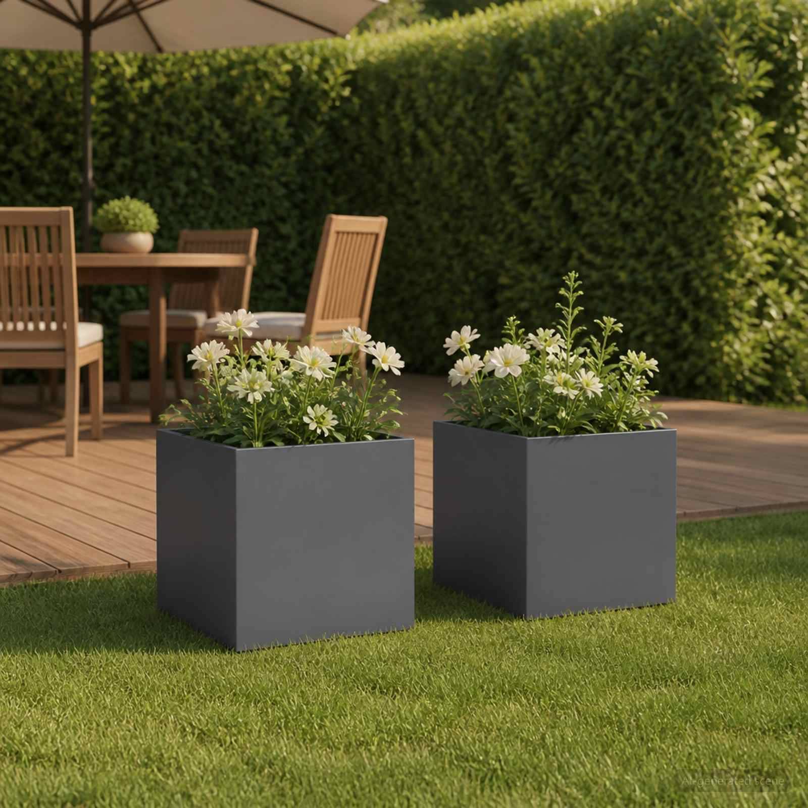 vidaXL Garten-Pflanzgefäß 2 stk. Anthrazit 45 x 45 x 45 cm