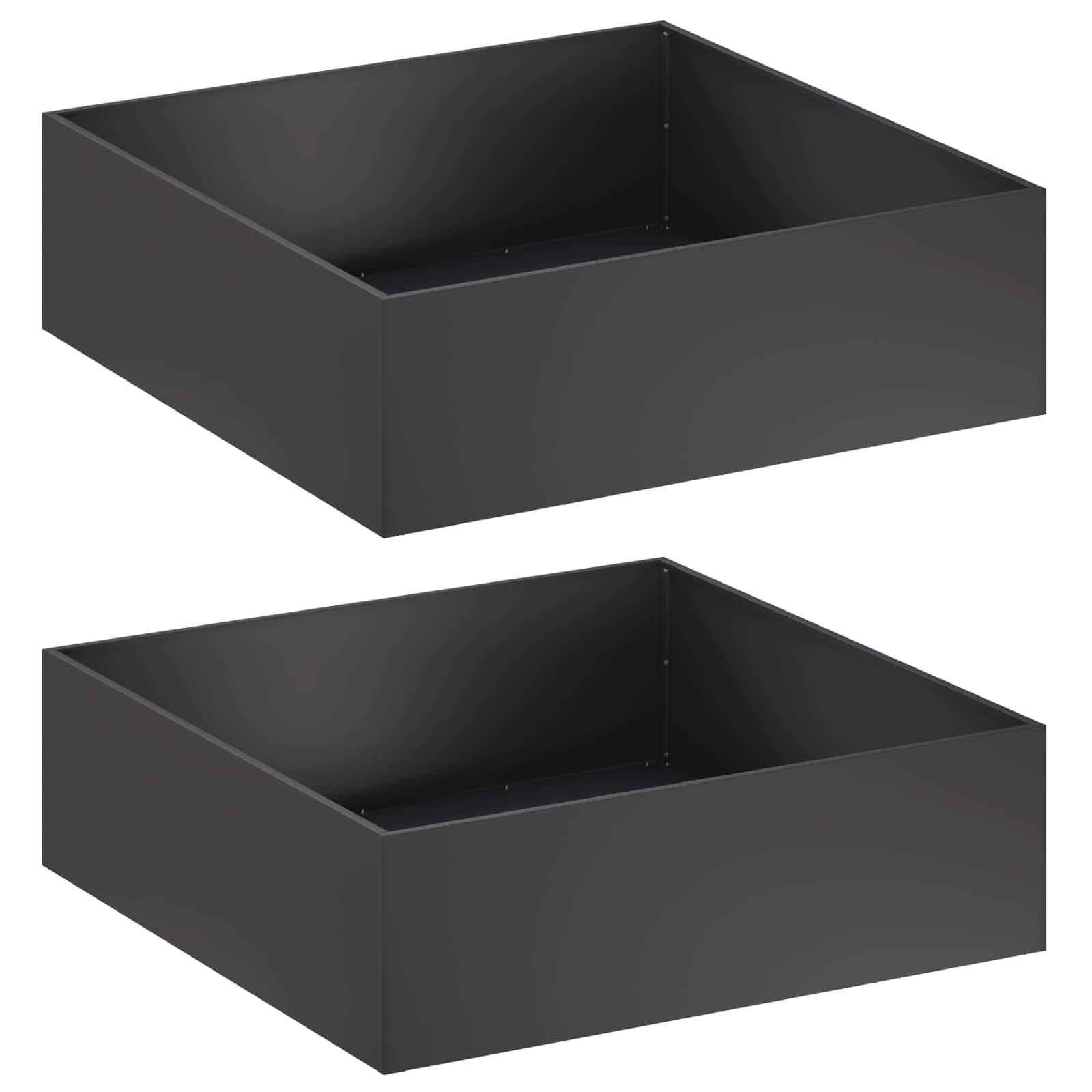 vidaXL Garten-Pflanzgefäß 2 Stk. Schwarz 80 x 80 x 30 cm