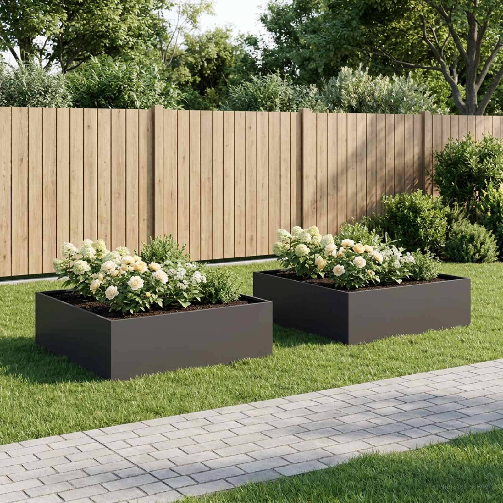 vidaXL Garten-Pflanzgefäß 2 Stk. Schwarz 80 x 80 x 30 cm