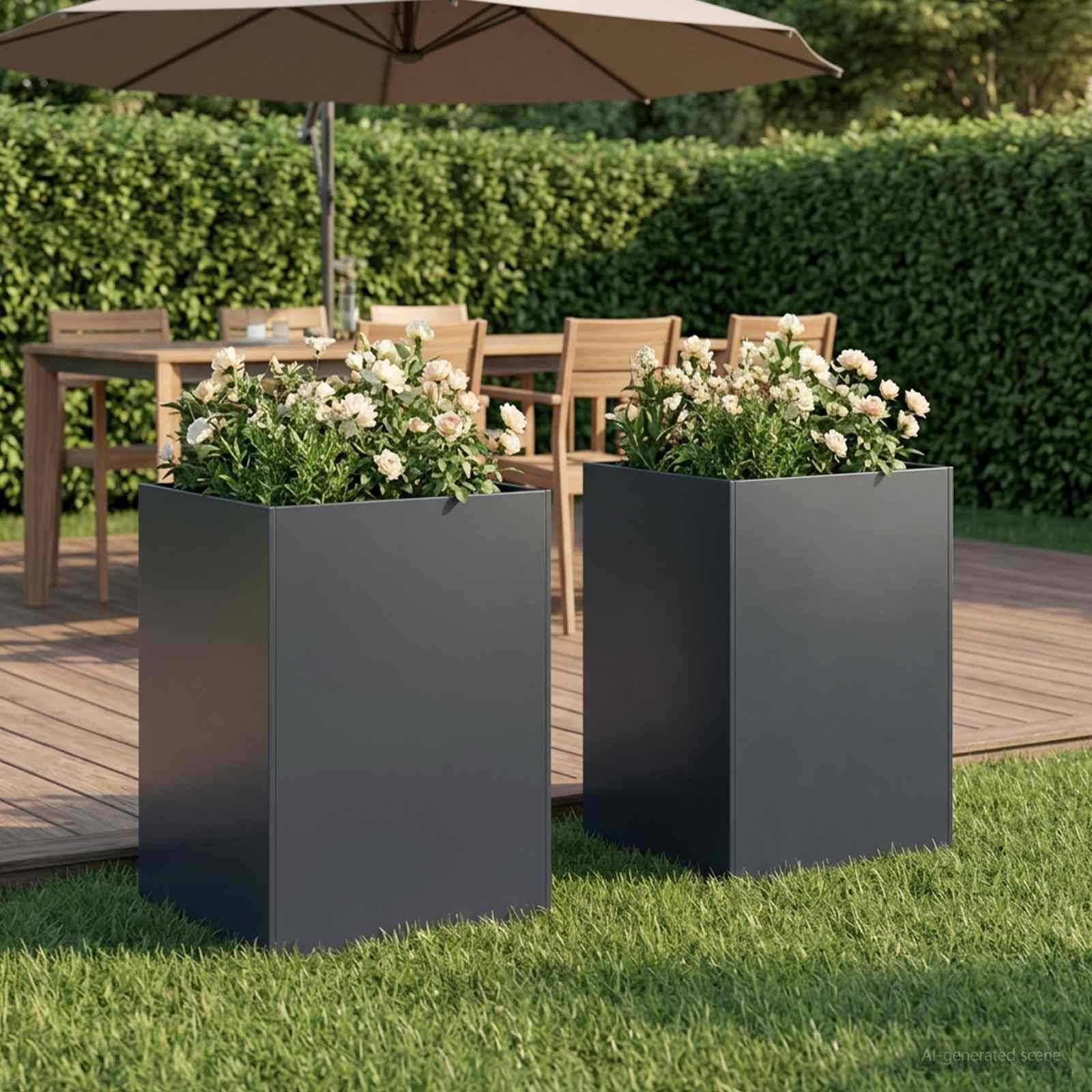 vidaXL Garten-Pflanzgefäß 2 Stk. Anthrazit 40 x 40 x 75 cm