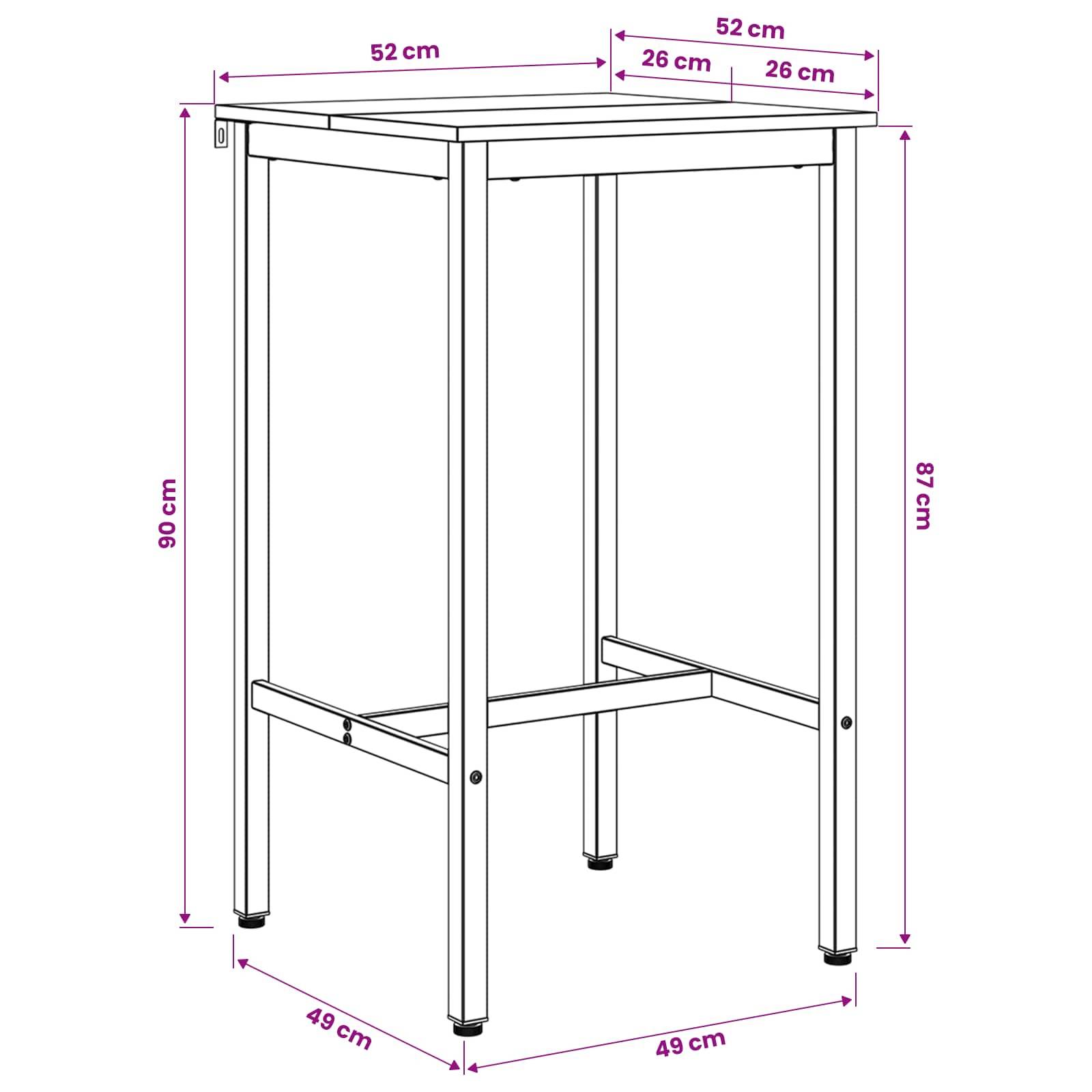 vidaXL Bartisch 52 x 52 x 90 cm Holzwerkstoff Schwarz Eichen-Optik