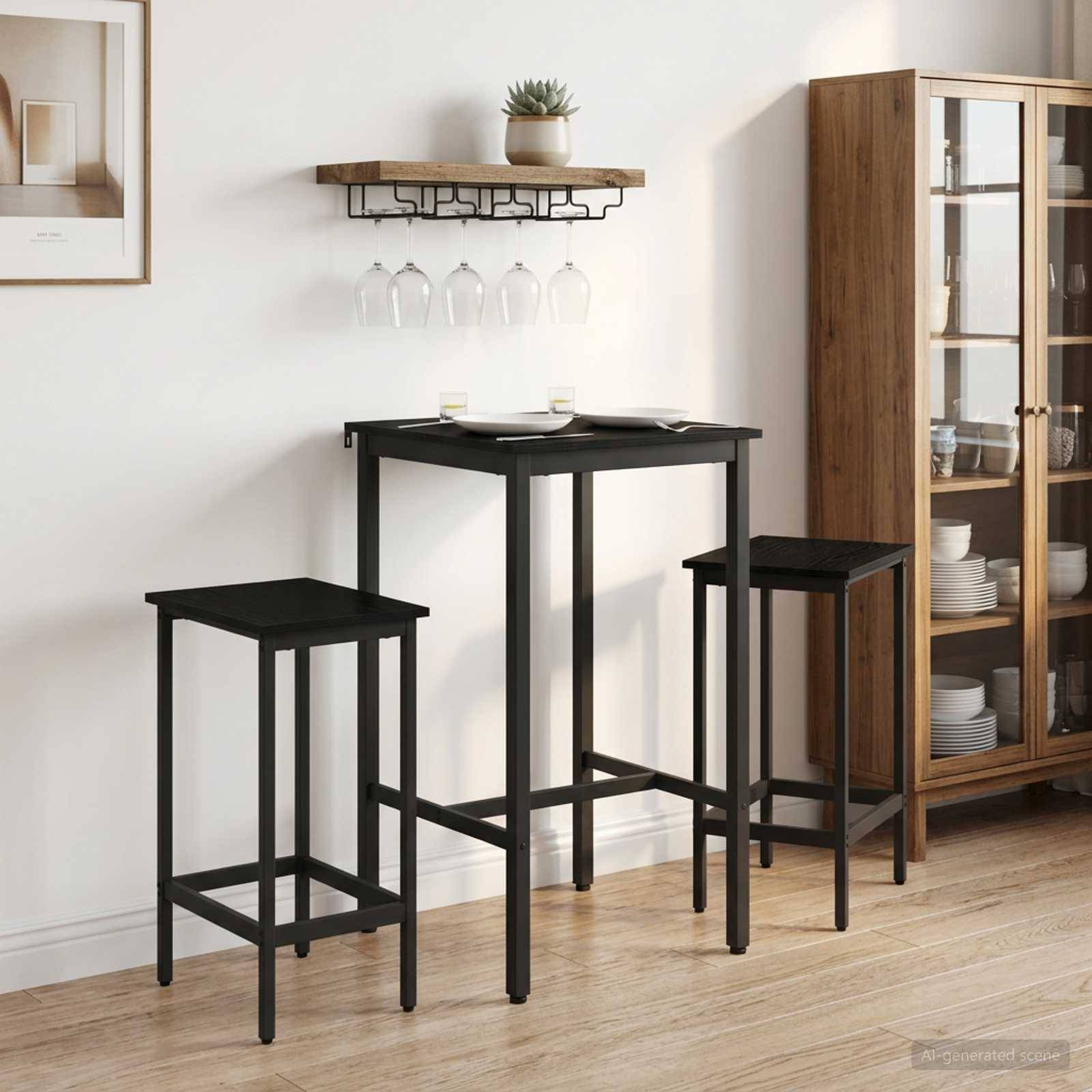vidaXL Bartisch 52 x 52 x 90 cm Holzwerkstoff Schwarz Eichen-Optik