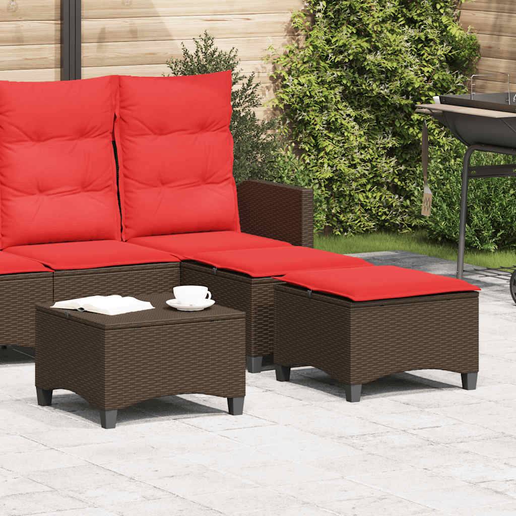 vidaXL Gartenhocker mit Kissen 2 Stk. Braun 55x55x36 cm Poly Rattan