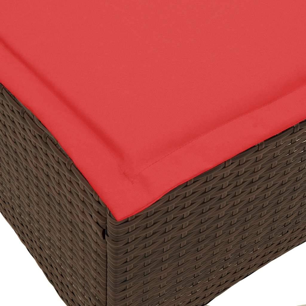 vidaXL Gartenhocker mit Kissen 2 Stk. Braun 55x55x36 cm Poly Rattan