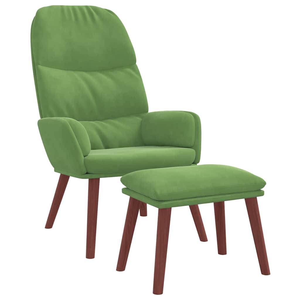 vidaXL Relaxsessel mit Hocker Hellgrün Samt