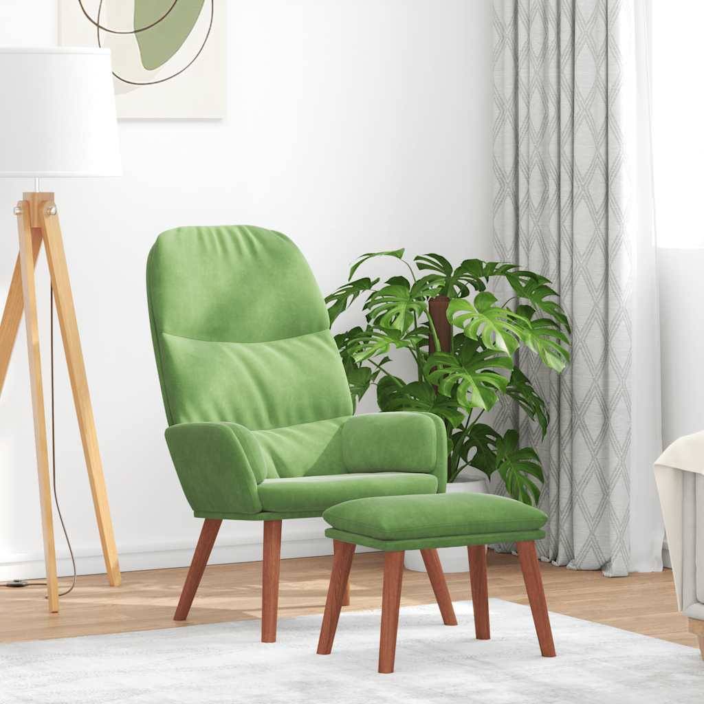 vidaXL Relaxsessel mit Hocker Hellgrün Samt