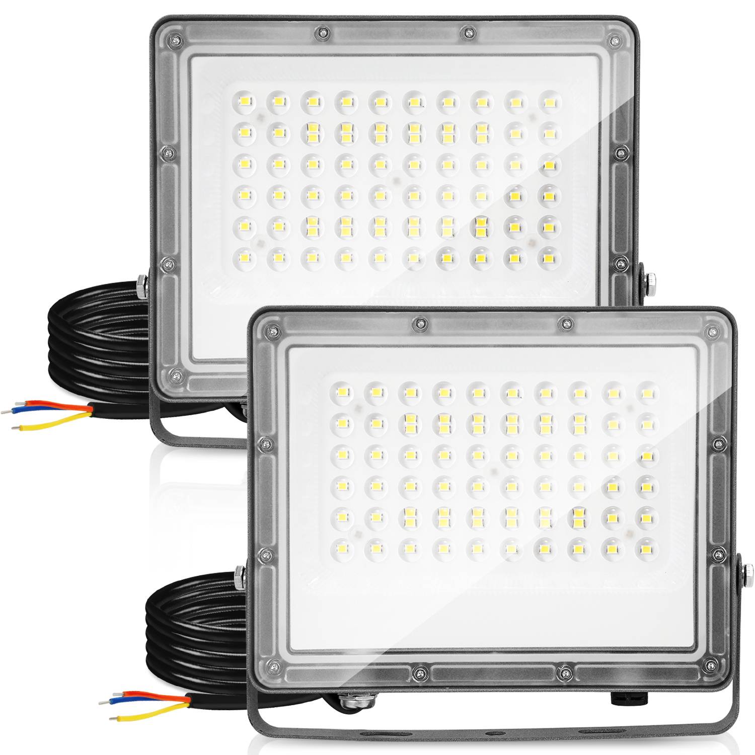 LED Strahler Außen 50W, IP65 LED Flutlicht Aluminium für Außenbereich & Industrie, Kaltweiß 6000K, 2er Set
