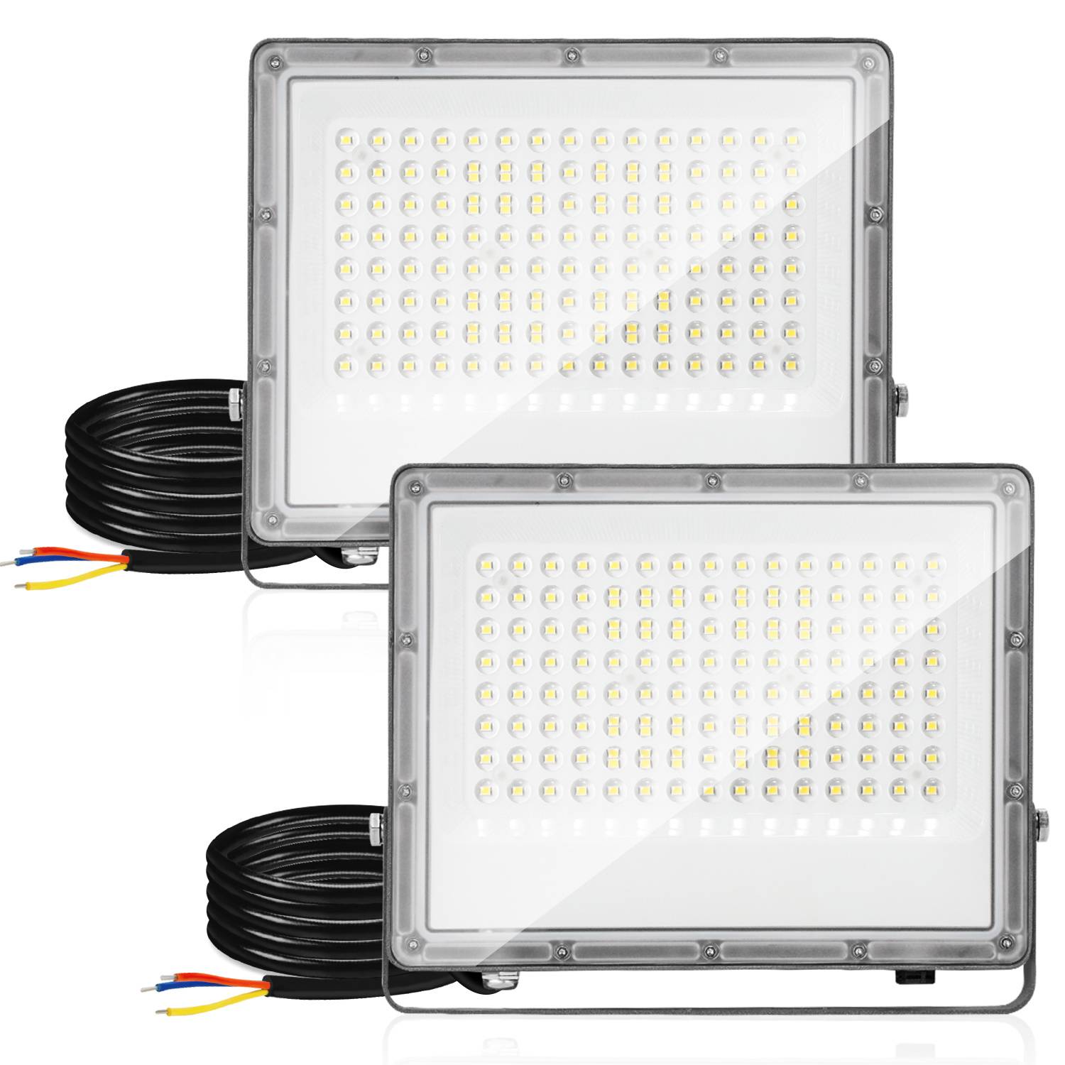 LED Strahler Außen 100W, IP65 LED Flutlicht Aluminium für Außenbereich & Industrie, Kaltweiß 6000K, 2er Set