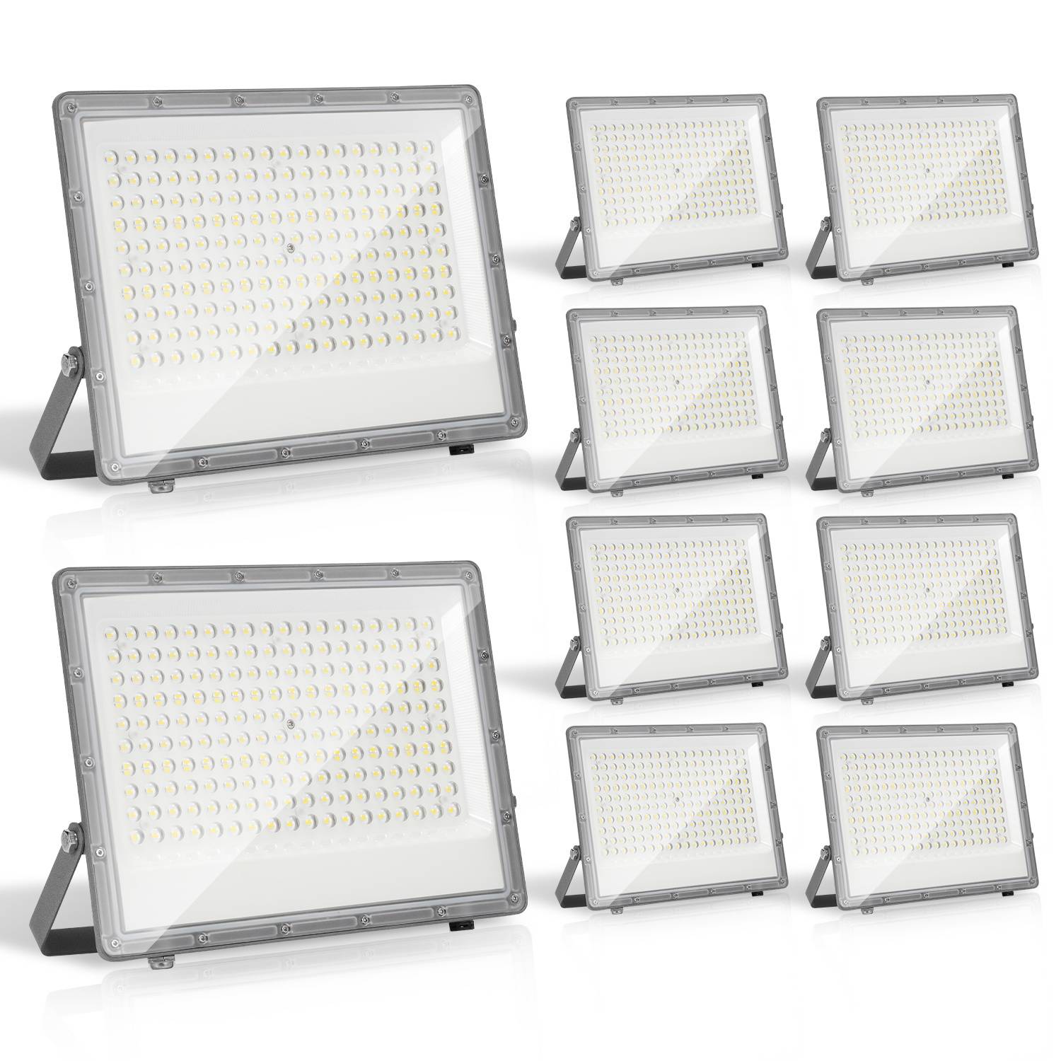 LED Strahler Außen 150W, IP65 LED Flutlicht Aluminium für Außenbereich & Industrie, Kaltweiß 6000K, 10er Set
