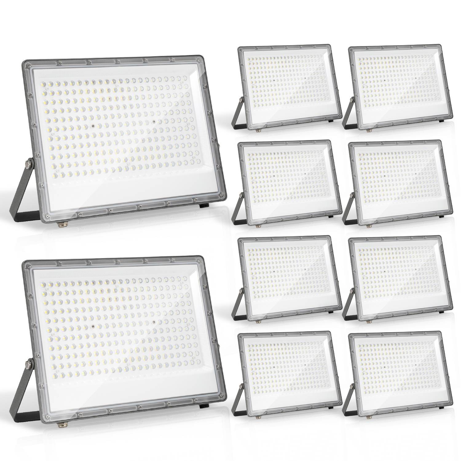 LED Strahler Außen 200W, IP65 LED Flutlicht Aluminium für Außenbereich & Industrie, Kaltweiß 6000K, 10er Set
