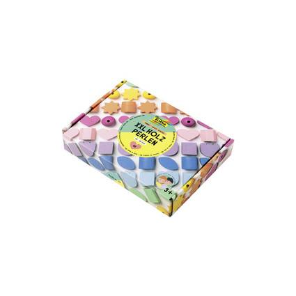 folia XXL Holzperlen-Mix BASIC SHAPES Jumbobox