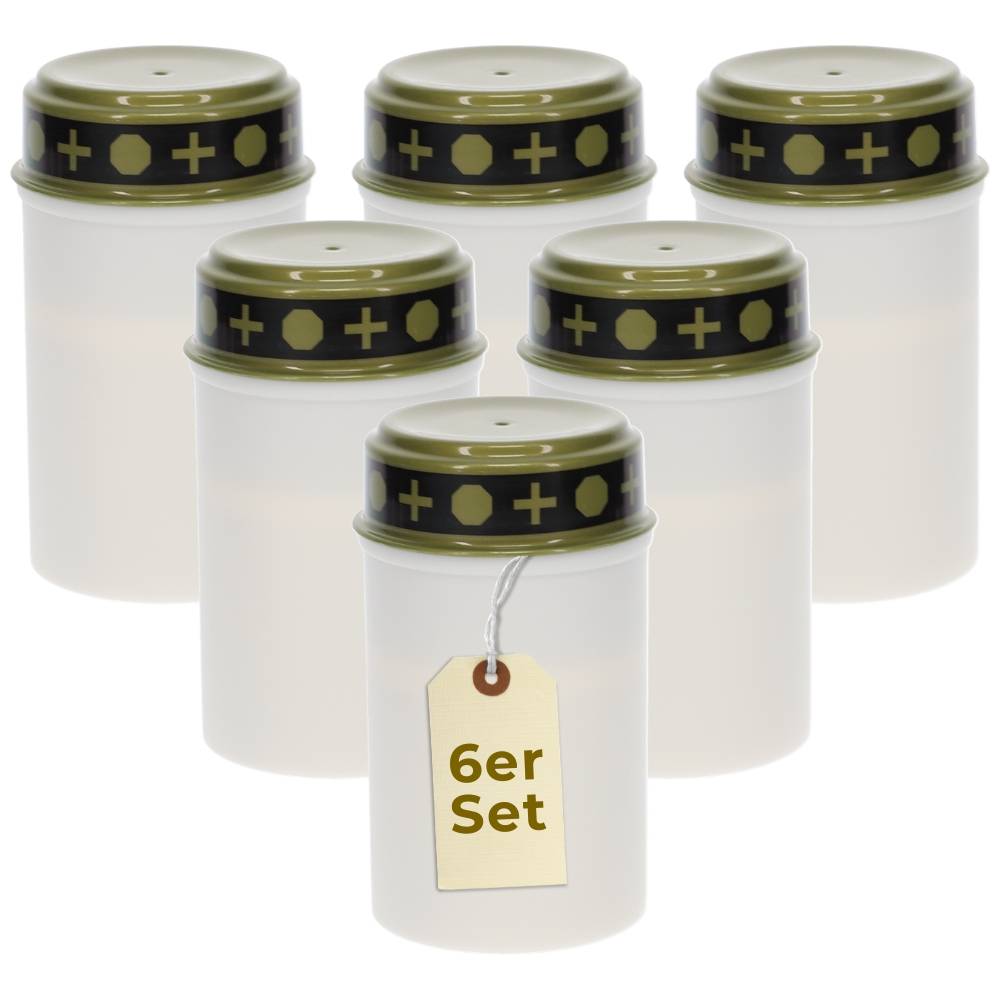 6er Grablichter LED Batteriebetrieben Set Grabkerzen LED für draußen Friedhofskerzen lange Leuchtdauer Gedenklichter Wetterfest Tiergedenken Flacker